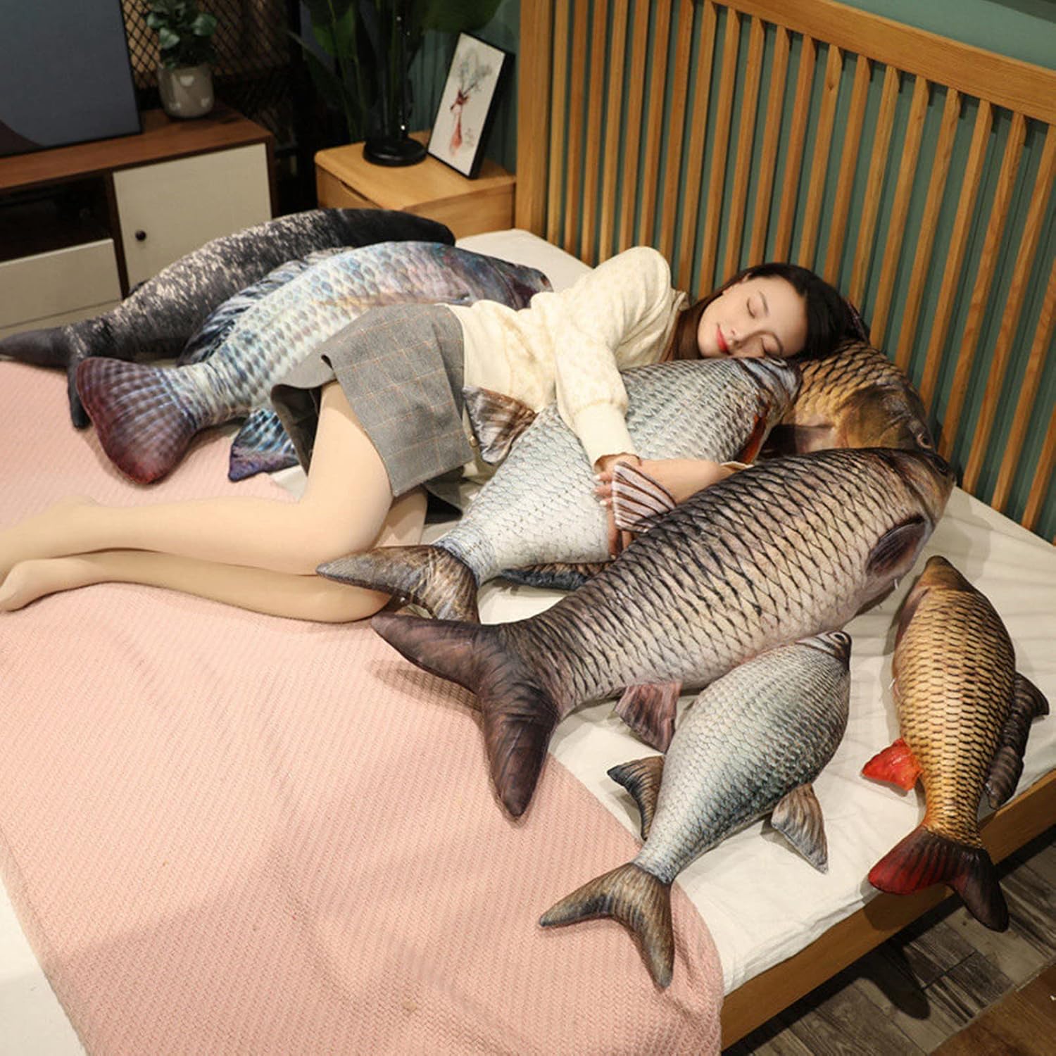 TONGMAN Fish Shape Plush Pillow Throw Toy