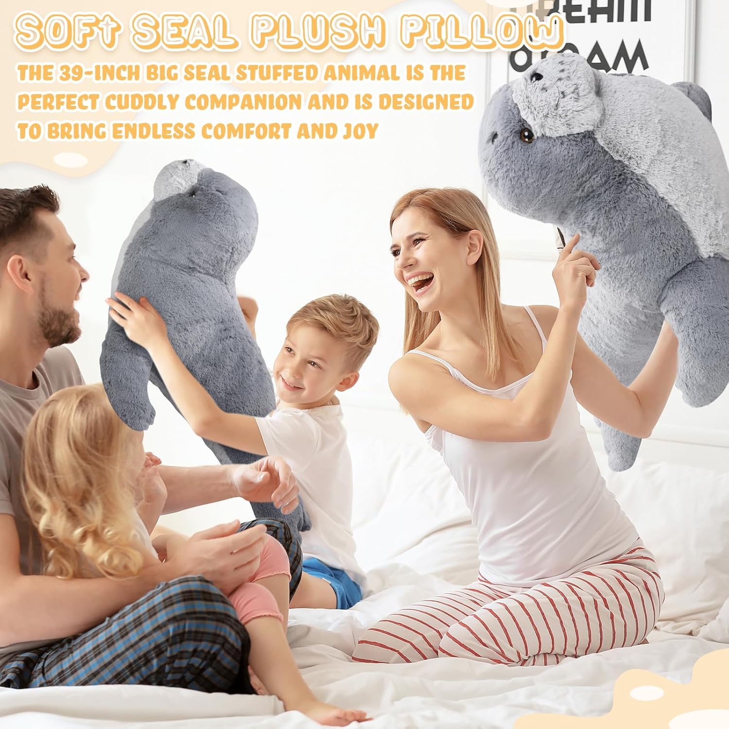 39 Inch Giant Seal Plush Stuffed Animal Cuddle Toy