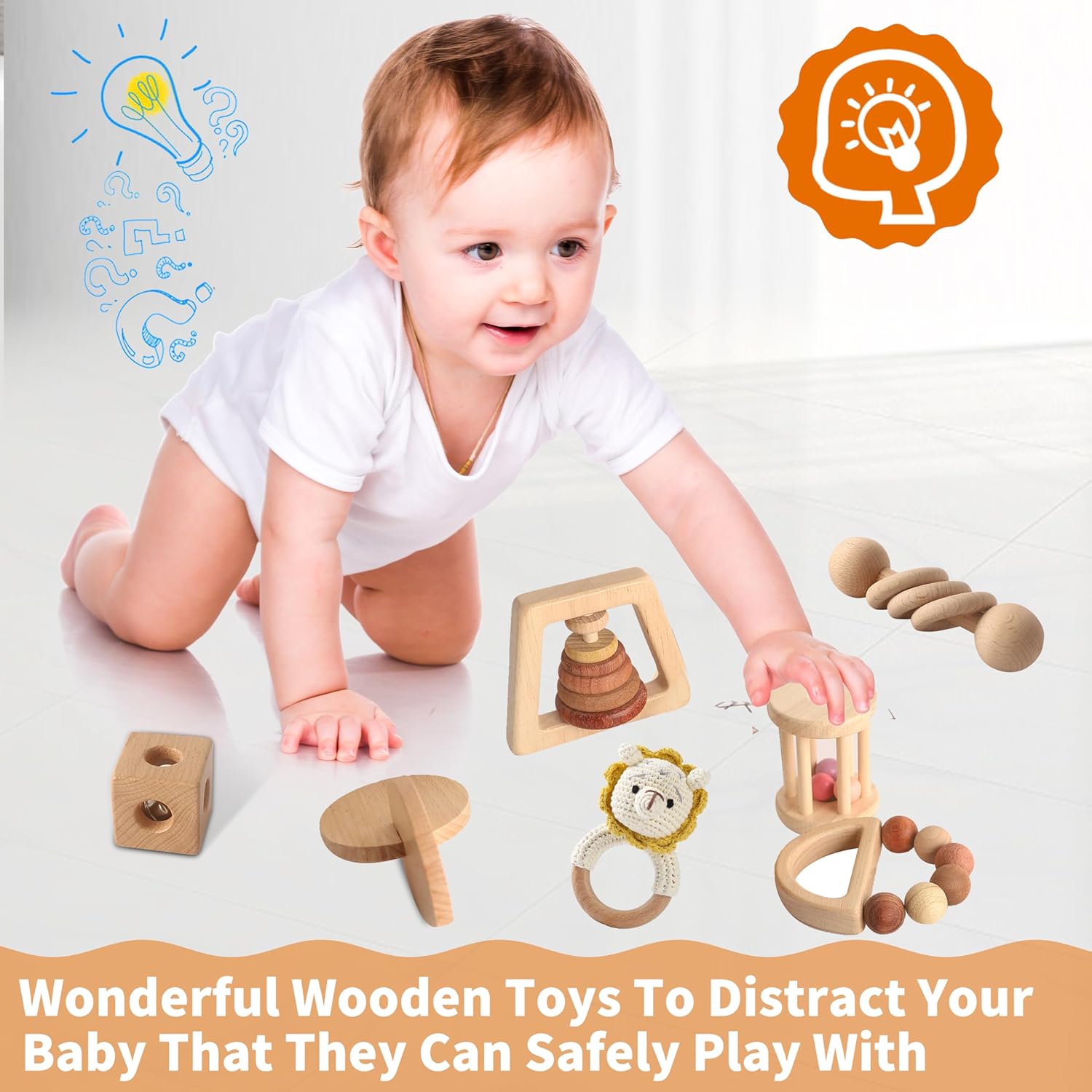MLYEY 7PCS Wooden Montessori Toy Set for Babies 12-36 Months