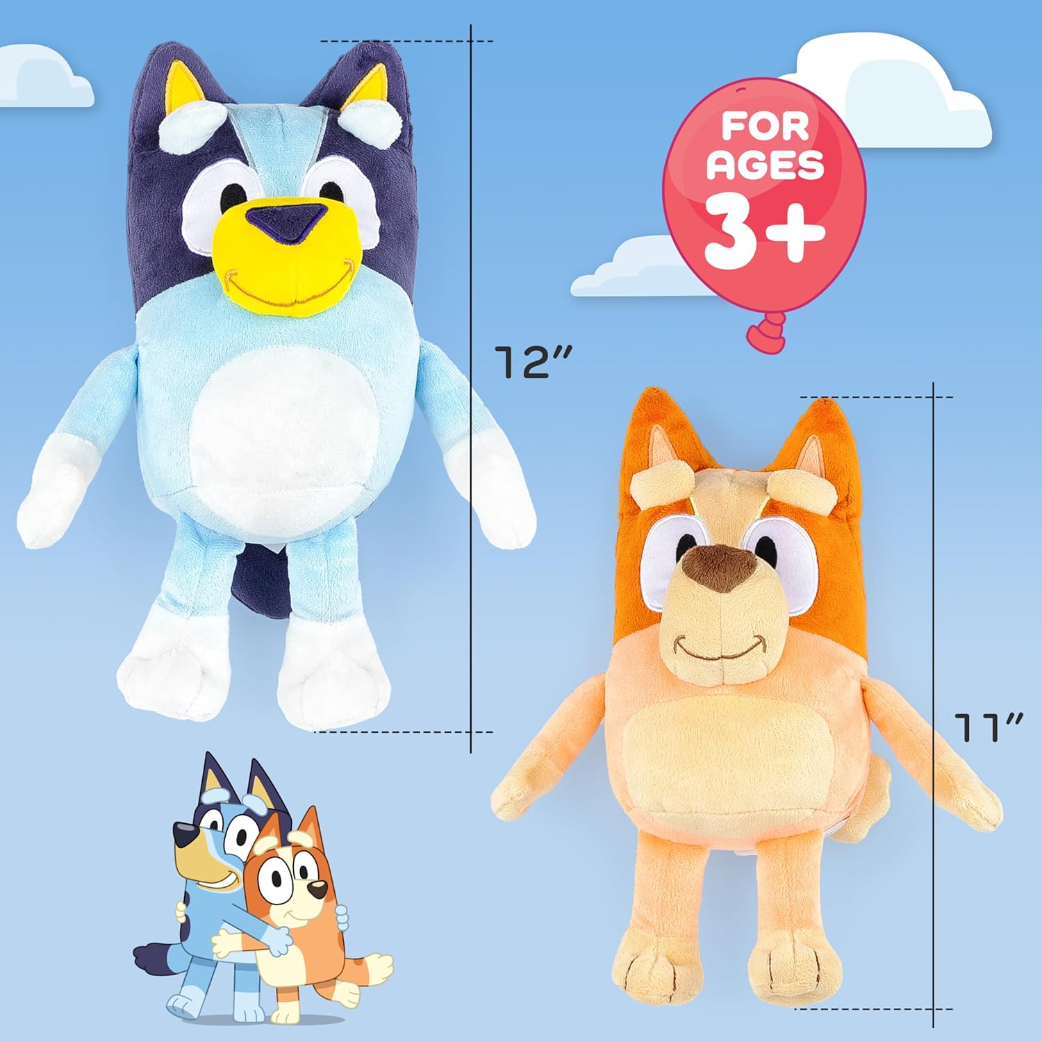 Bluey Bingo Plush Pillow Buddy Set - 12 Inch Soft Support