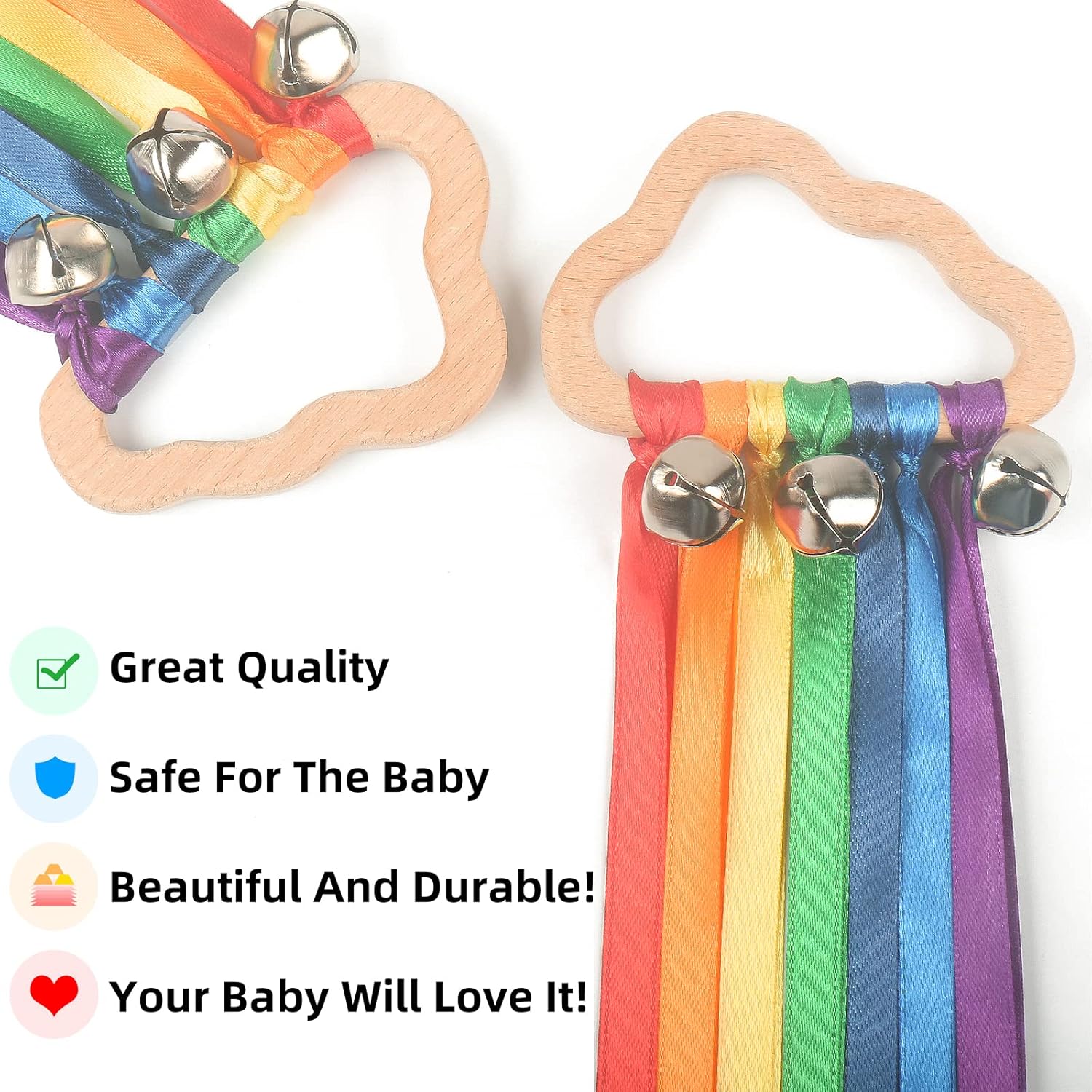 MEROCO Rainbow Hand Kite with Wood Rings 2pcs 1