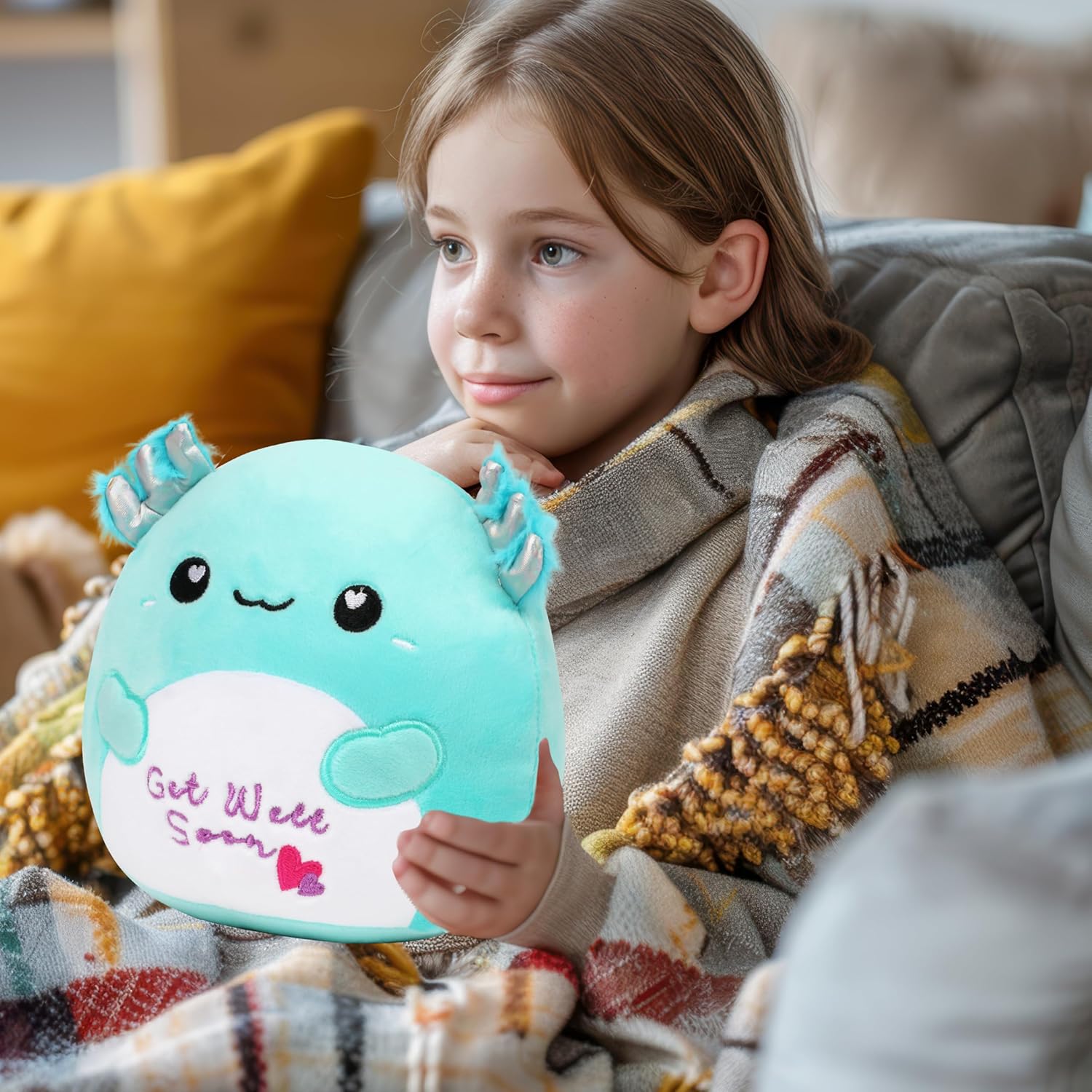 Easfan Get Well Soon Axolotl Plush Pillow