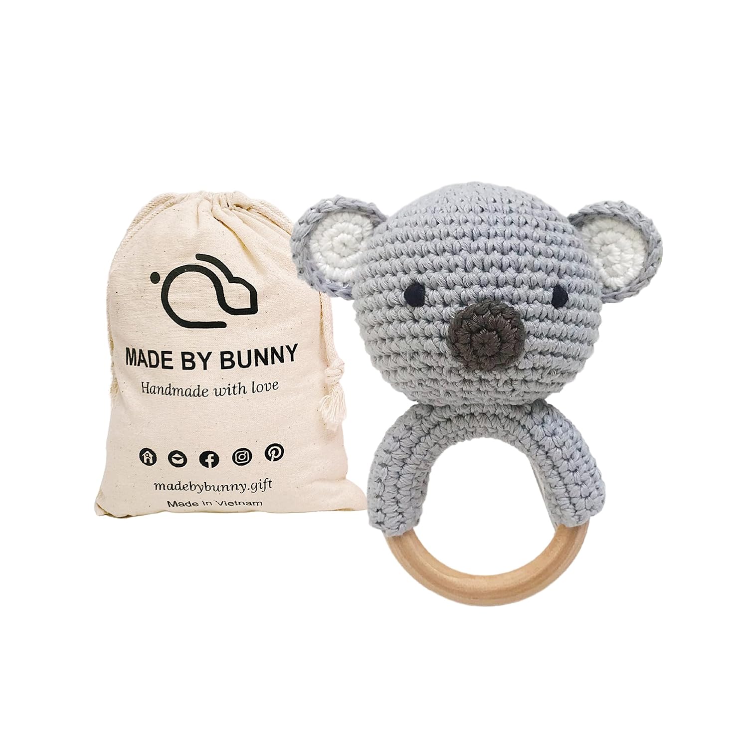 Bunny - Handmade Woolen Rattle for Toddlers Koala Design
