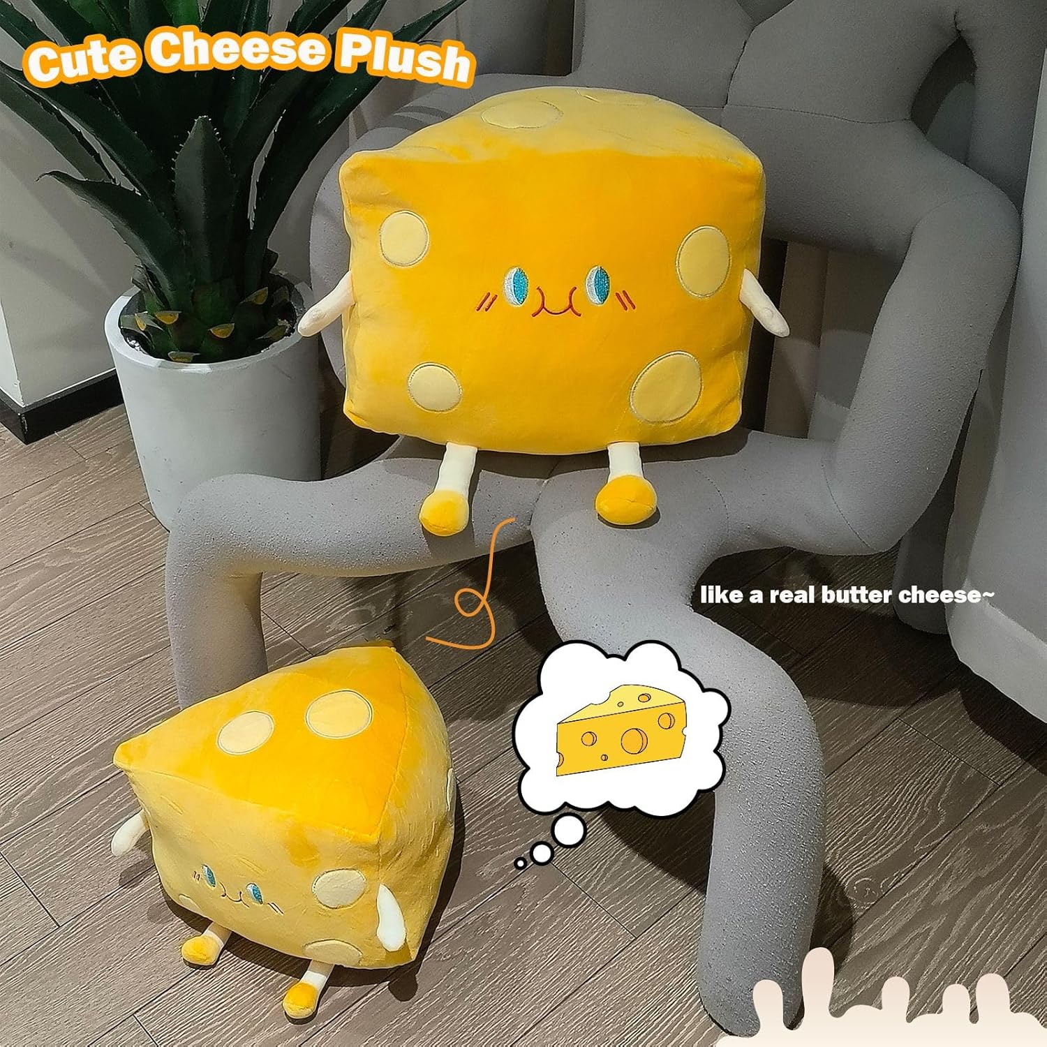 Cheese Stuffed Plush Pillow - Kids Toy for Home Decor