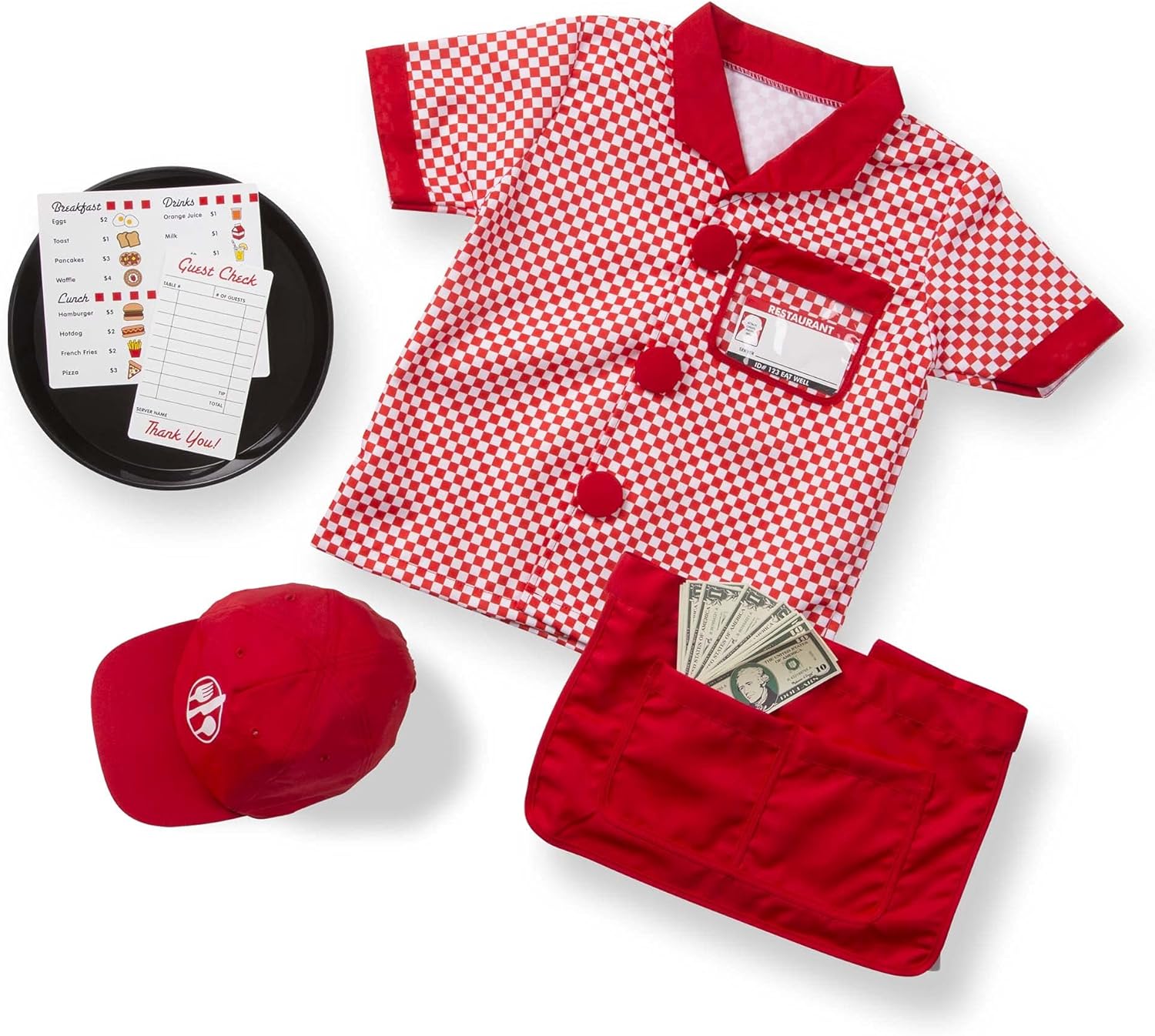 Melissa Doug Server Role Play Costume for Kids Ages 3-6