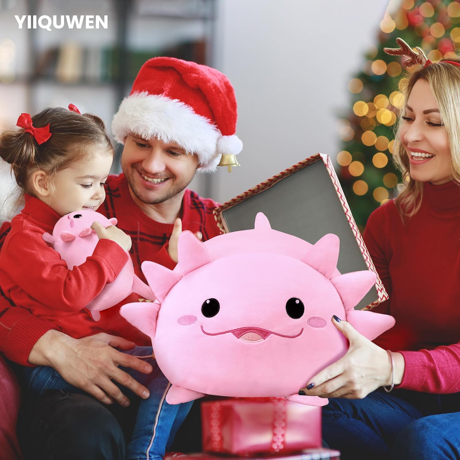 YIIQUWEN Axolotl Plush Family Set with 4 Baby Pillows