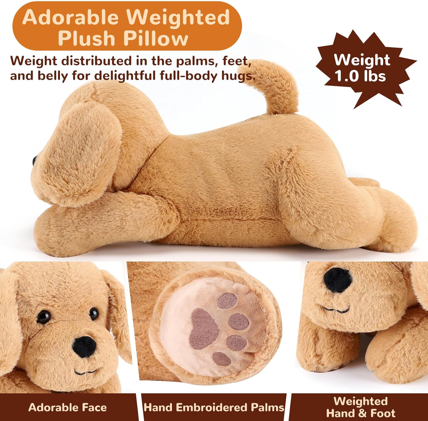 Gnomantic Yellow Lab Weighted Plush Pillow - 12 Inch 10 lbs