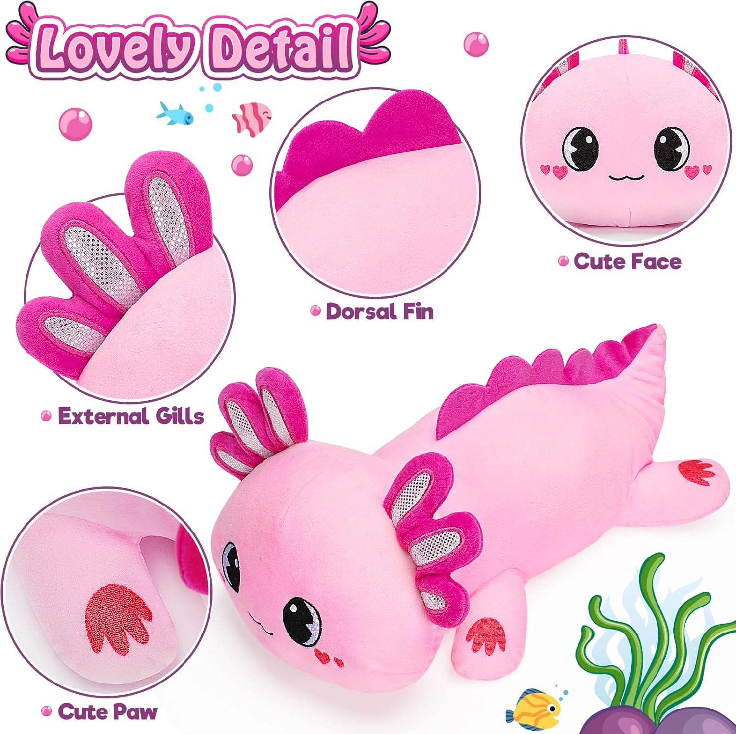 Officygnet 13 Inch Axolotl Plush Pillow