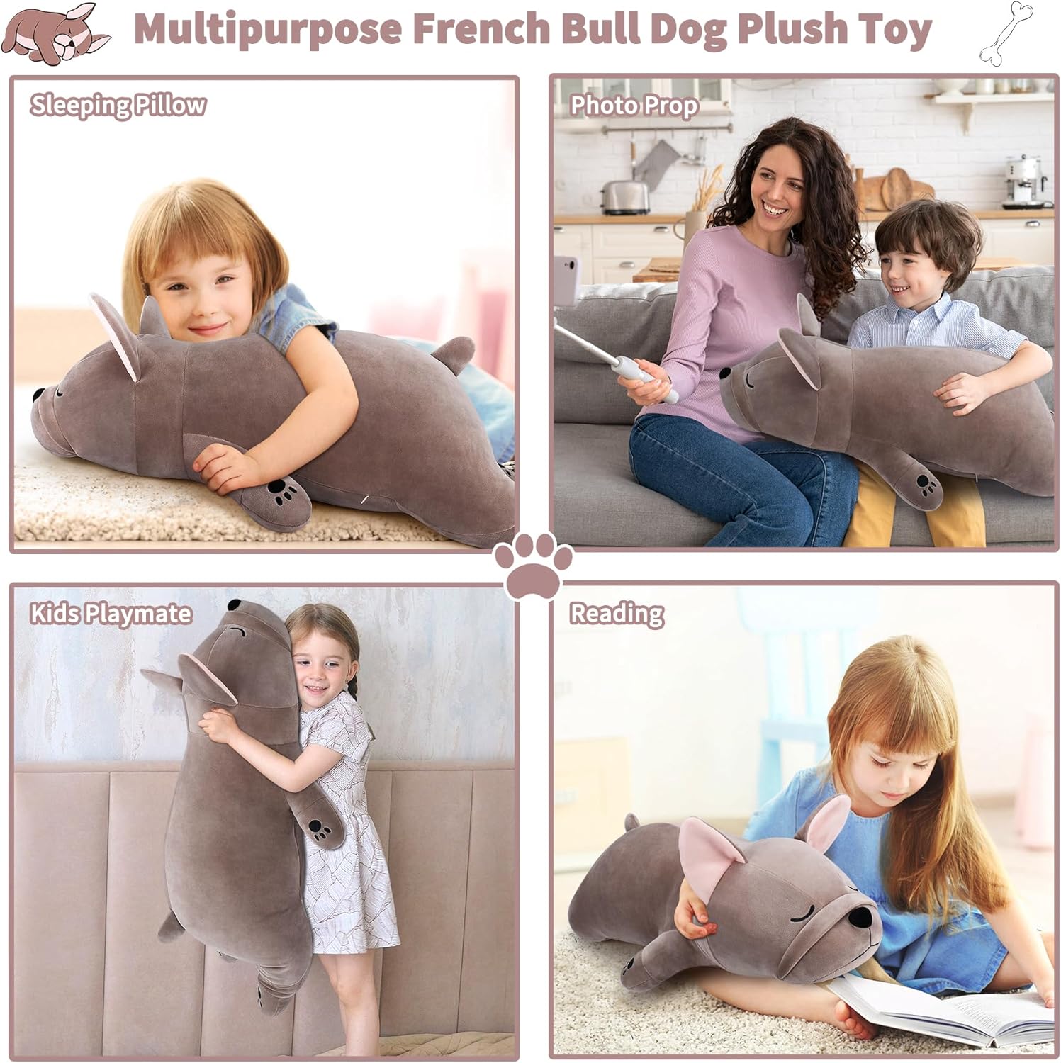 Auspicious Beginning 30 Inch Giant French Bulldog Plush Stuffed Animal
