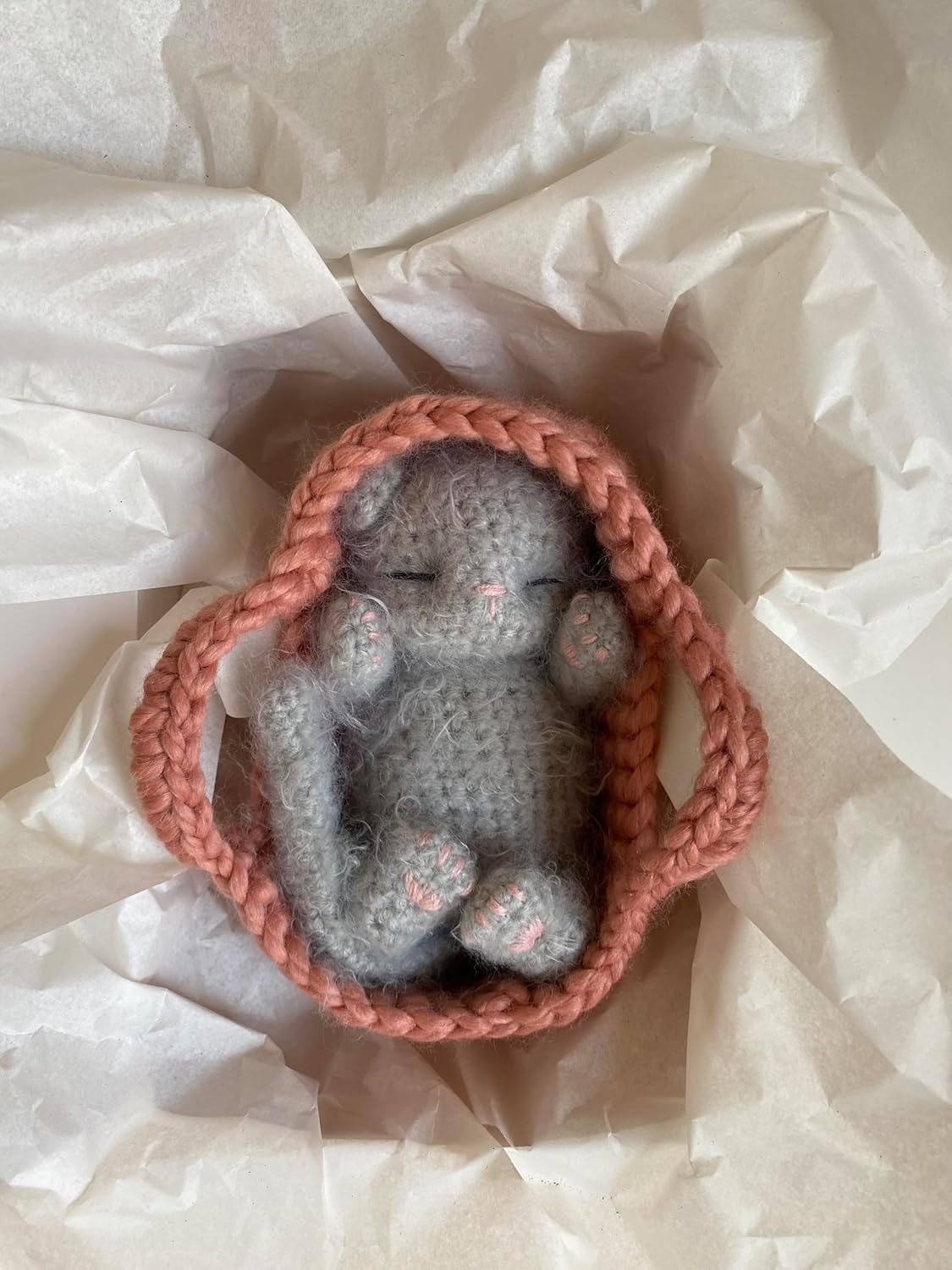Fluffy Sleeping Kitten Grey Toy for Toddlers