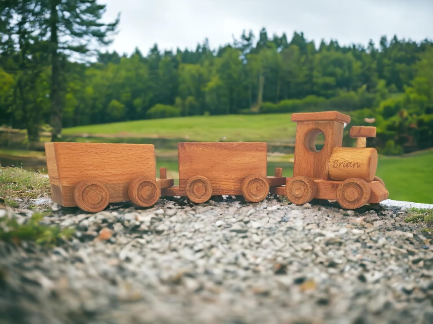 Personalized Wooden Train Set for Toddlers 2-4 Years 1