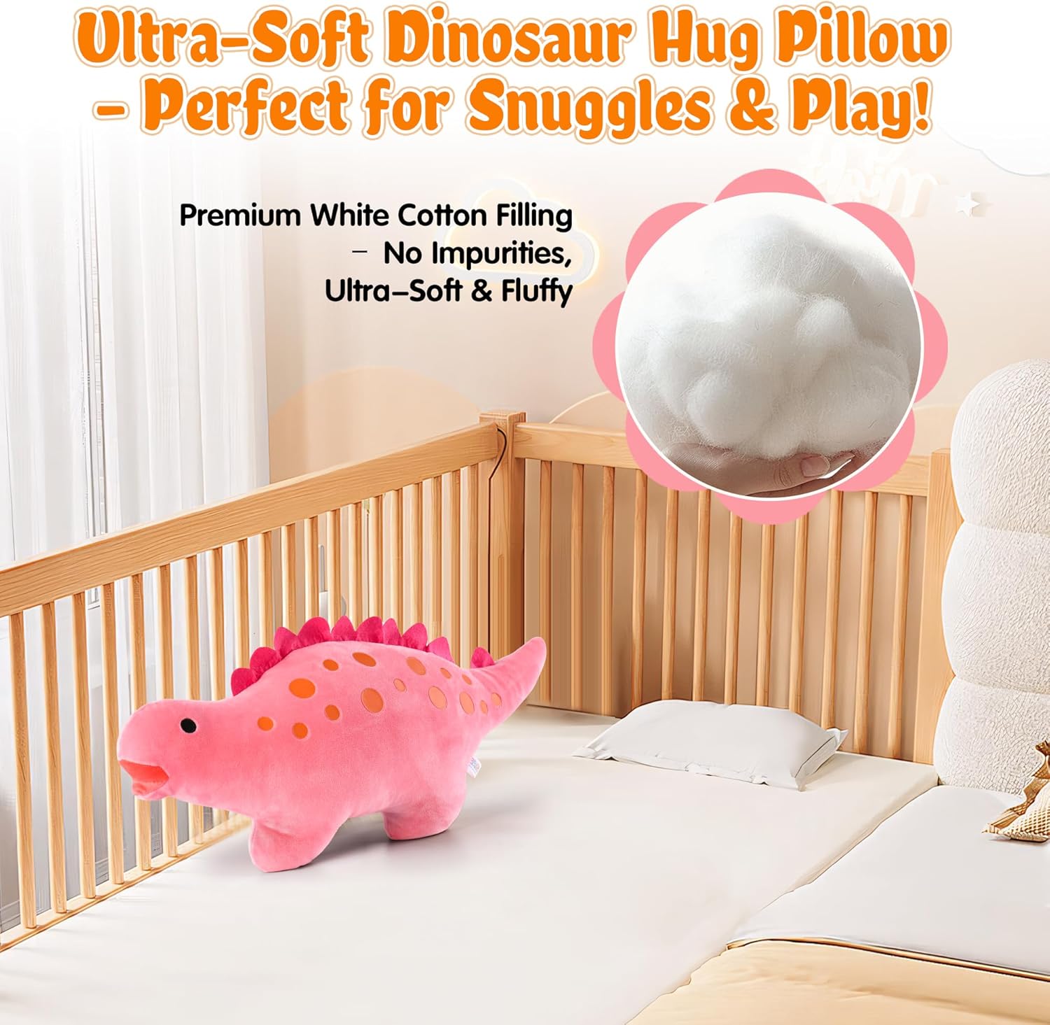 BB FUN HOUSE Dinosaur Pillow Plush Pink