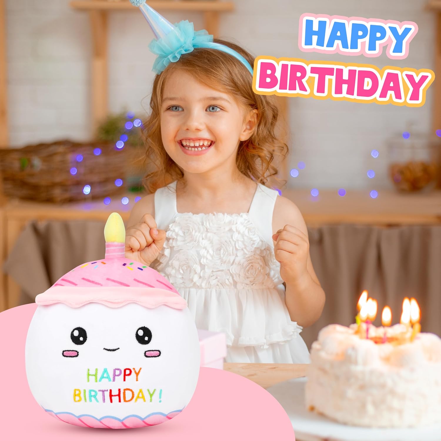 Easfan Birthday Cake Plush Pillow Stuffed Animal