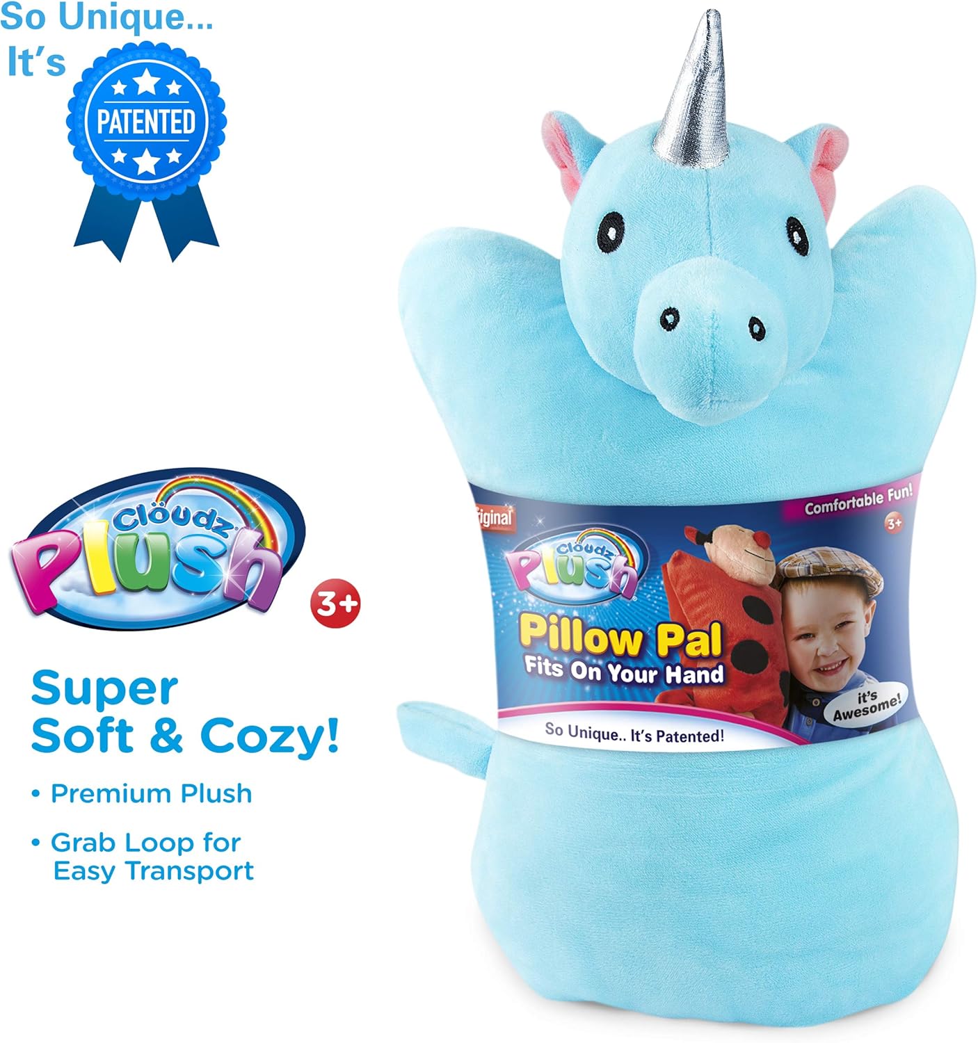 Cloudz Plush On Hand Kids Travel Pillow - Unicorn 1