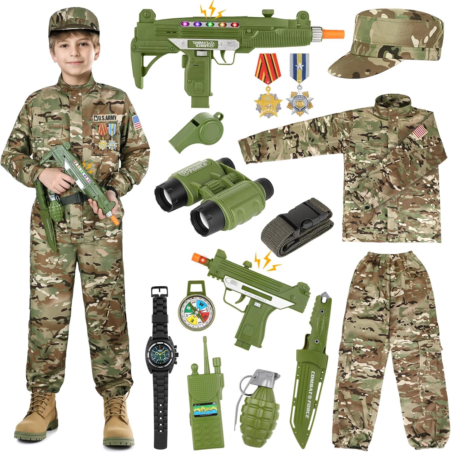 GIFTINBOX Kids Army Costume Set Halloween 3-12