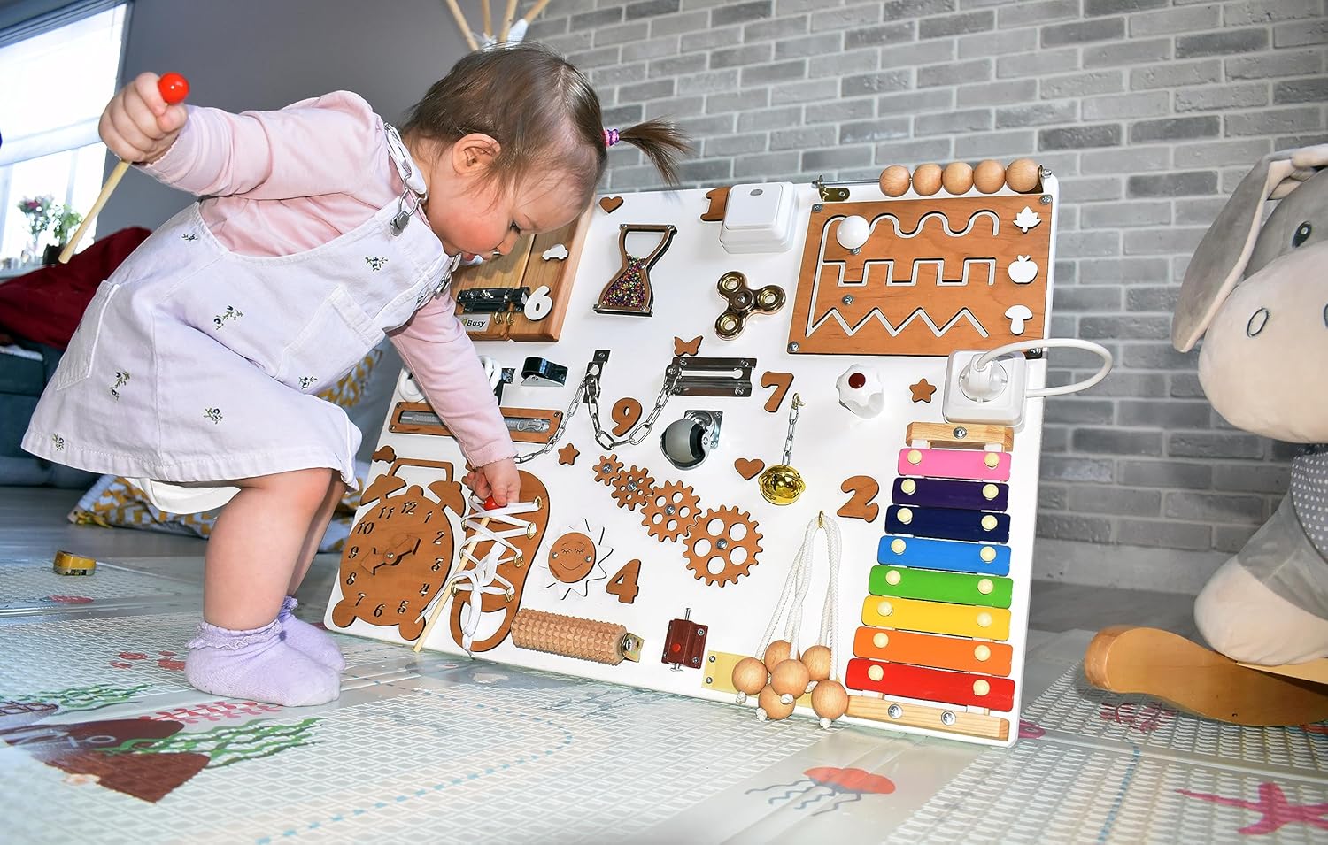 Handmade Toddler Busy Board - Sensory Development Toy