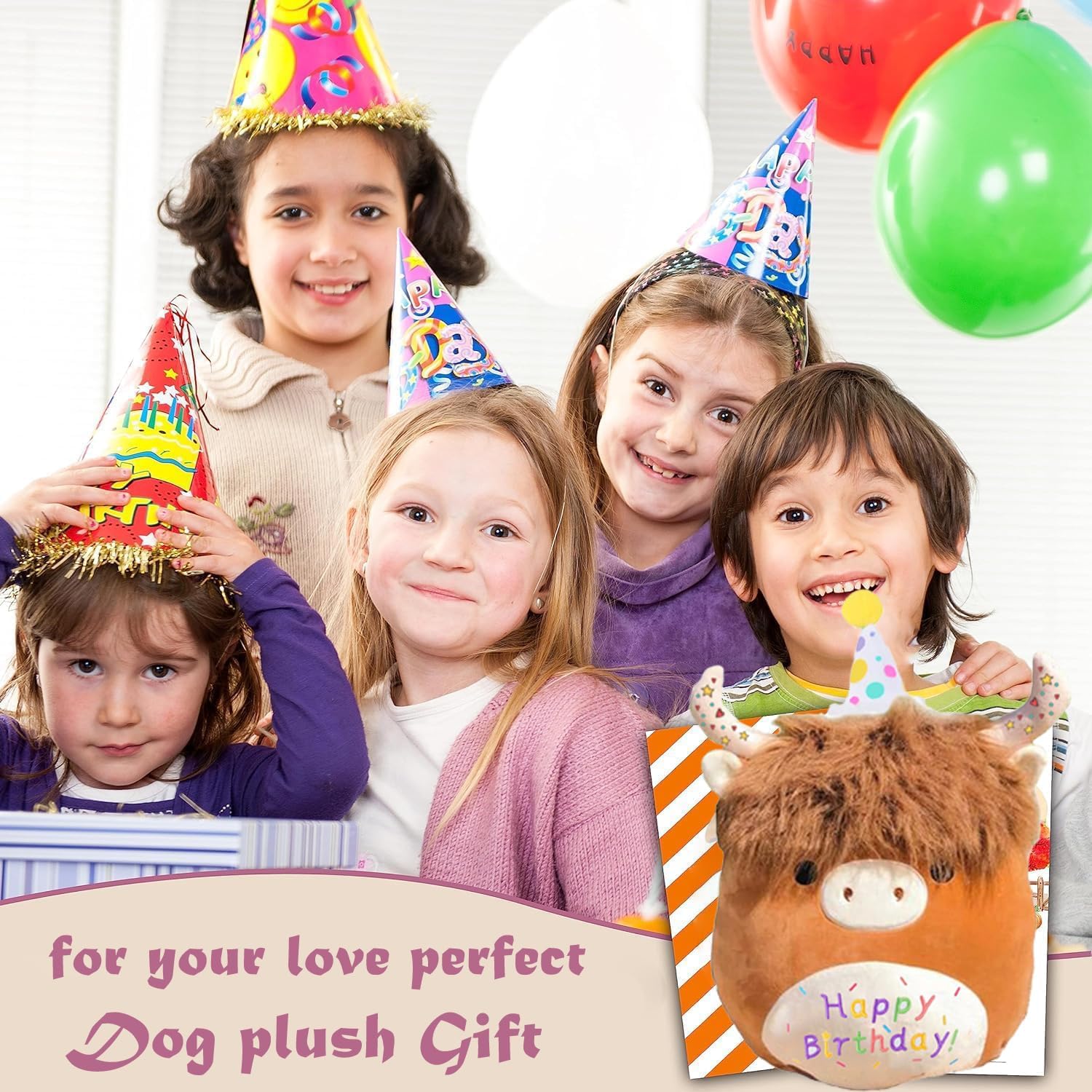 Happy Birthday Highland Cow Plush Toy 12 Cute Cuddly Birthday Pillow