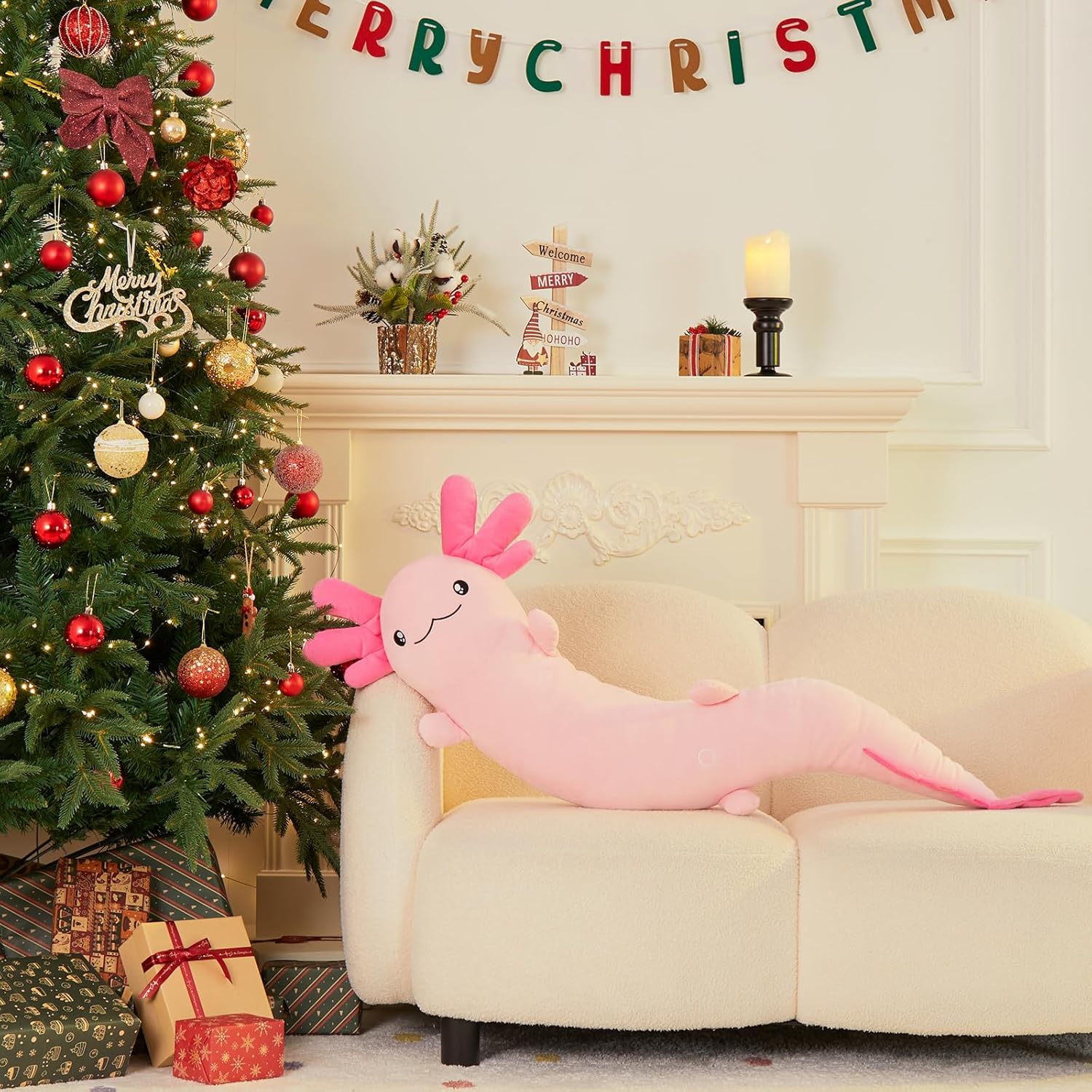 MaoGoLan Glow-in-the-Dark Axolotl Plush Pillow
