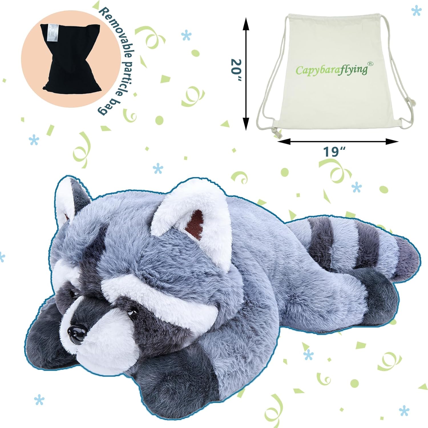 Capybaraflying Raccoon Weighted Plush Pillow