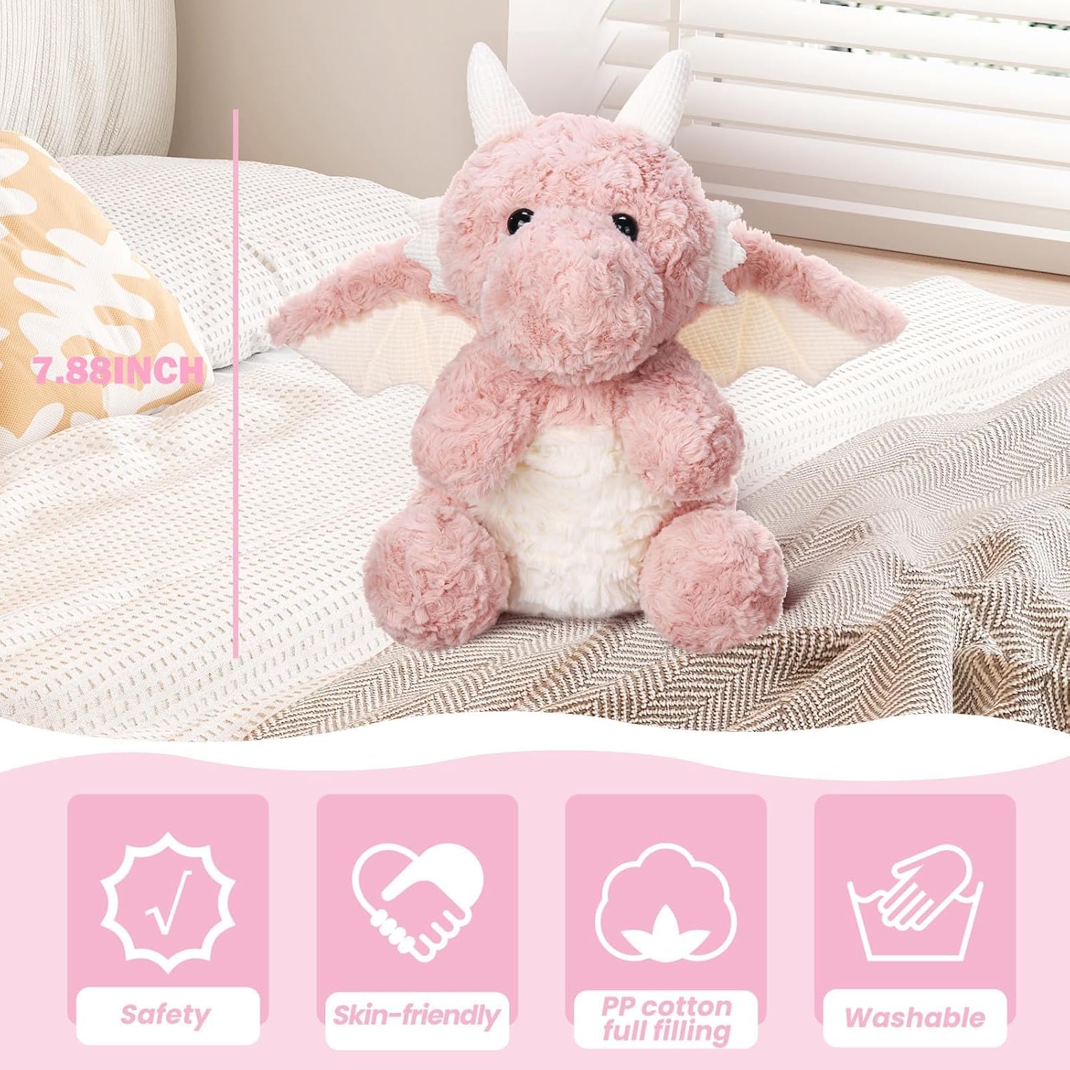 Cute Flying Dragon Plush Toy Pink 788 Inch