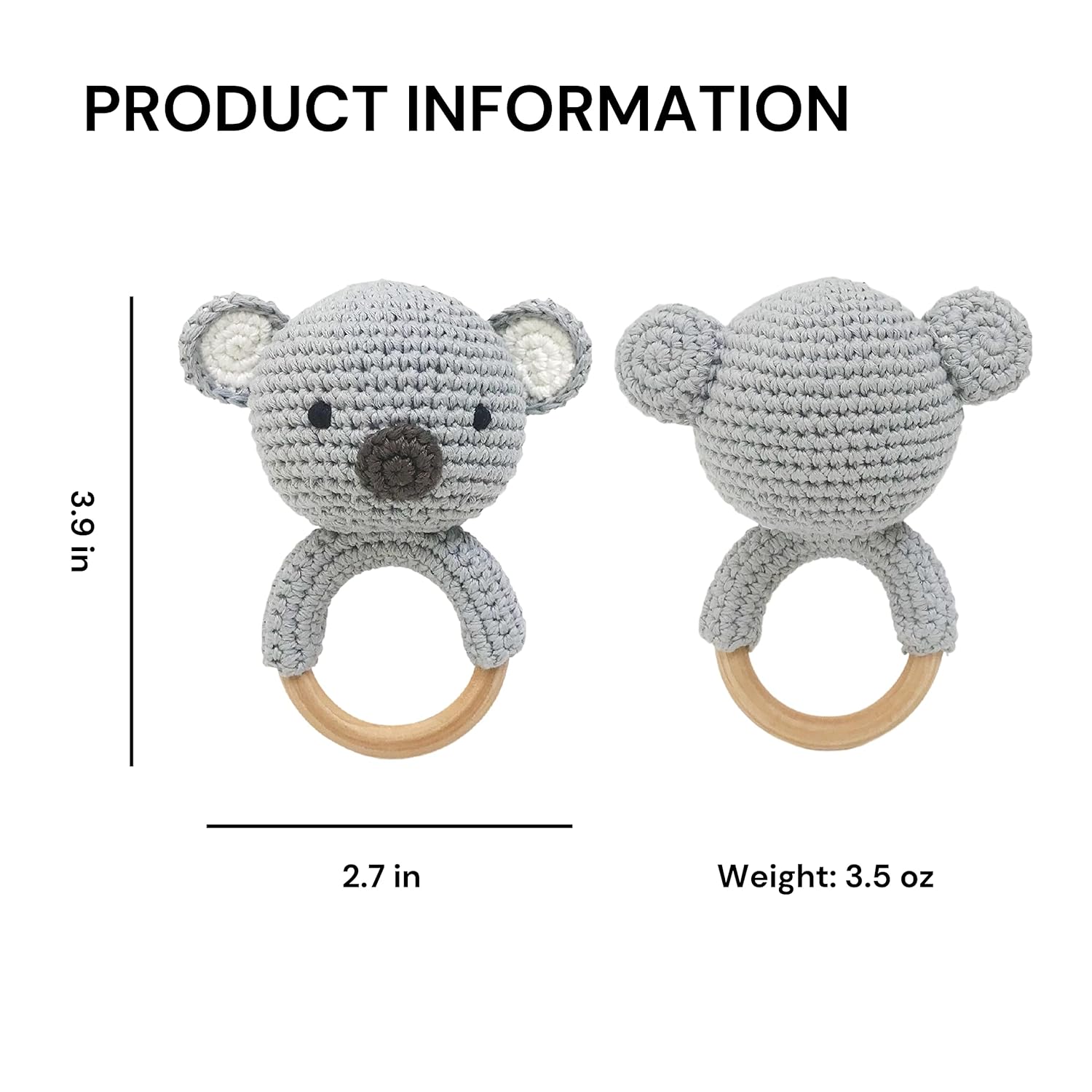 Bunny - Handmade Woolen Rattle for Toddlers Koala Design