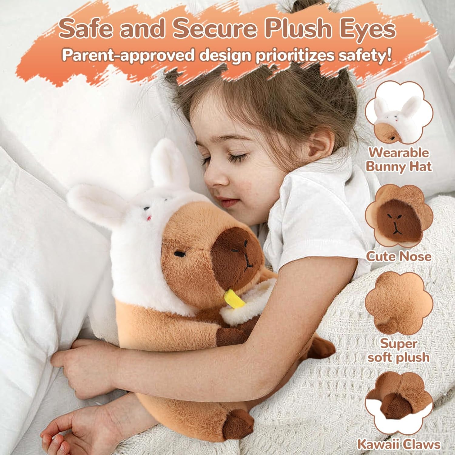 12 Inch Capybara Plush Pillow Kawaii Bunny Stuffed Animal Toy