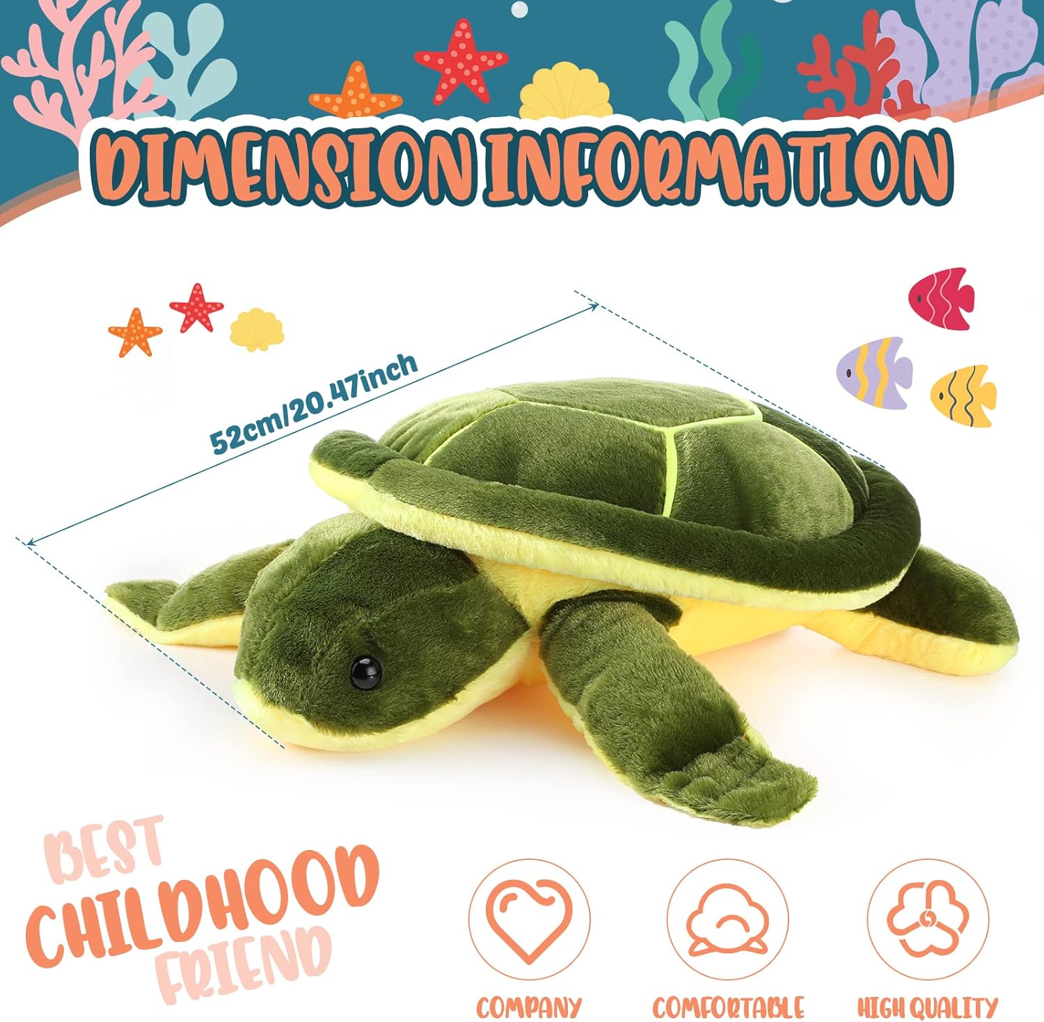 Civaner Sea Turtle Plush Pillow Toy 20 Inches