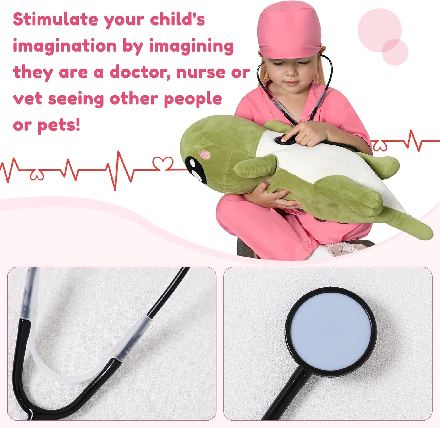 WooHand 6Pcs Doctor Costume for Kids Halloween Dress Up Playset