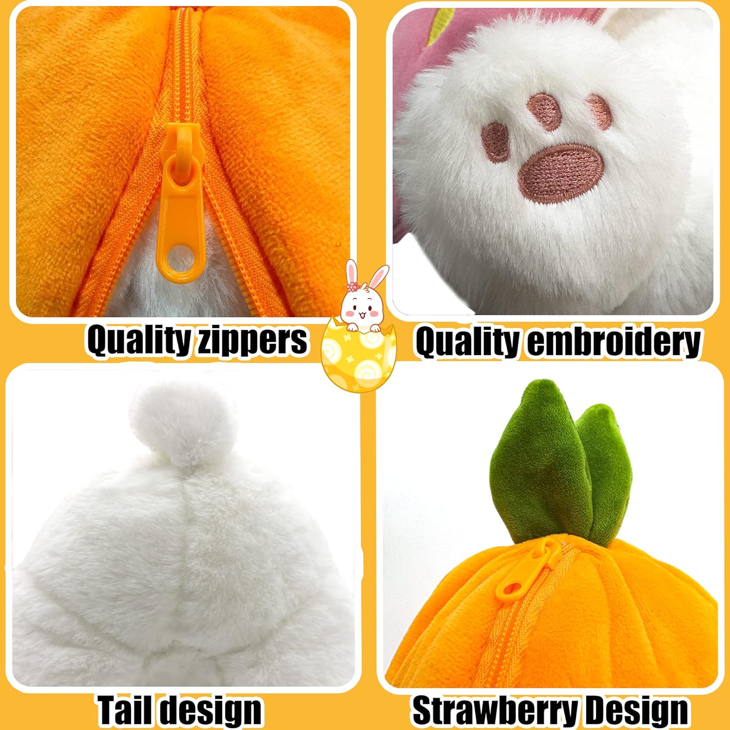 YOUBLEK Reversible Cuddle Bunny Plush Pillow with Zipper