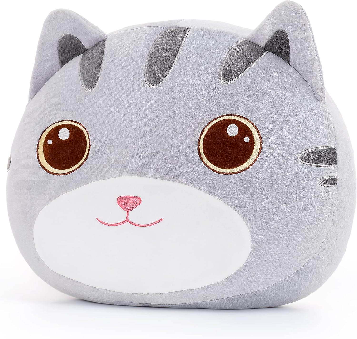 Cat Plush Pillow Toy for Kids Gray 15 Inches