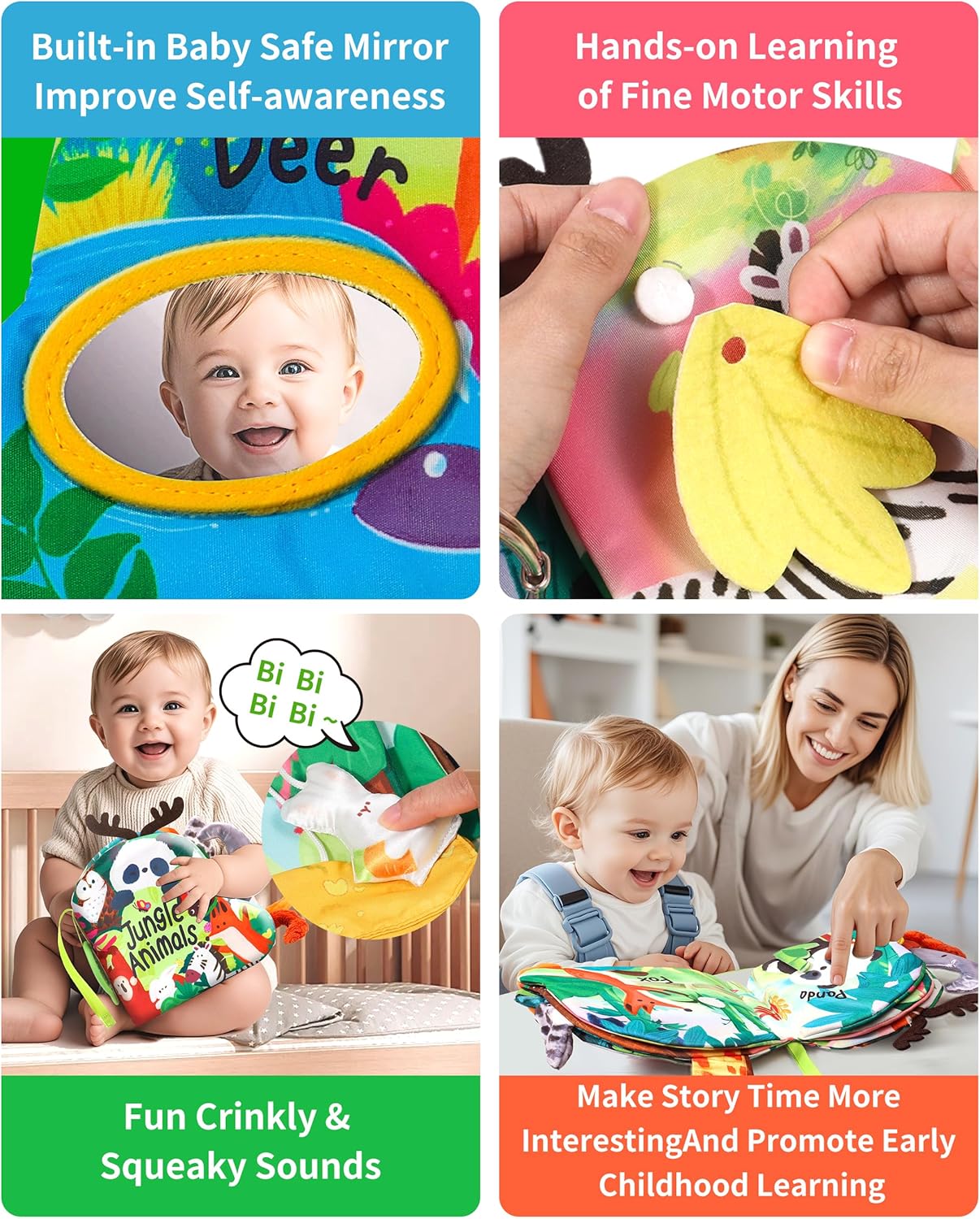 Jovow Baby Books 0-18 Months Teething Tummy Time Toys