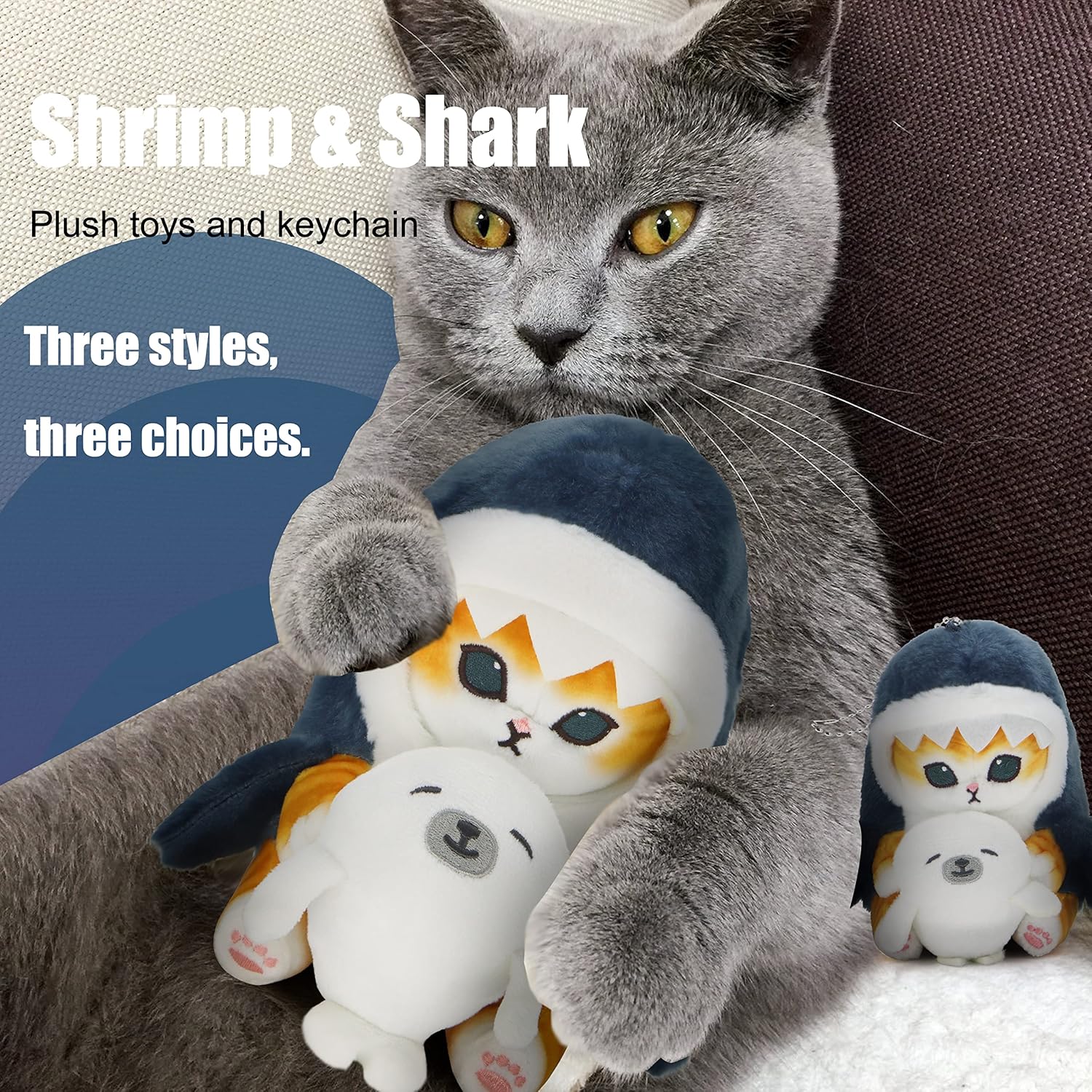 CNAANA Kawaii Shark Cat Plush Toy 20cm Soft Pillow for Kids