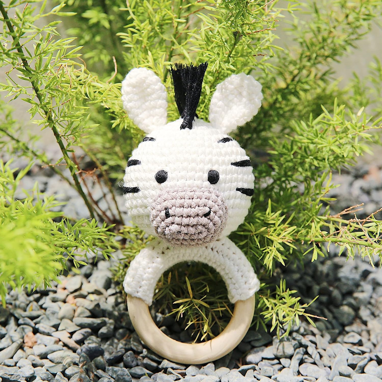 Bunny Zebra Toy Safe Soft Handmade Rattle for Toddlers