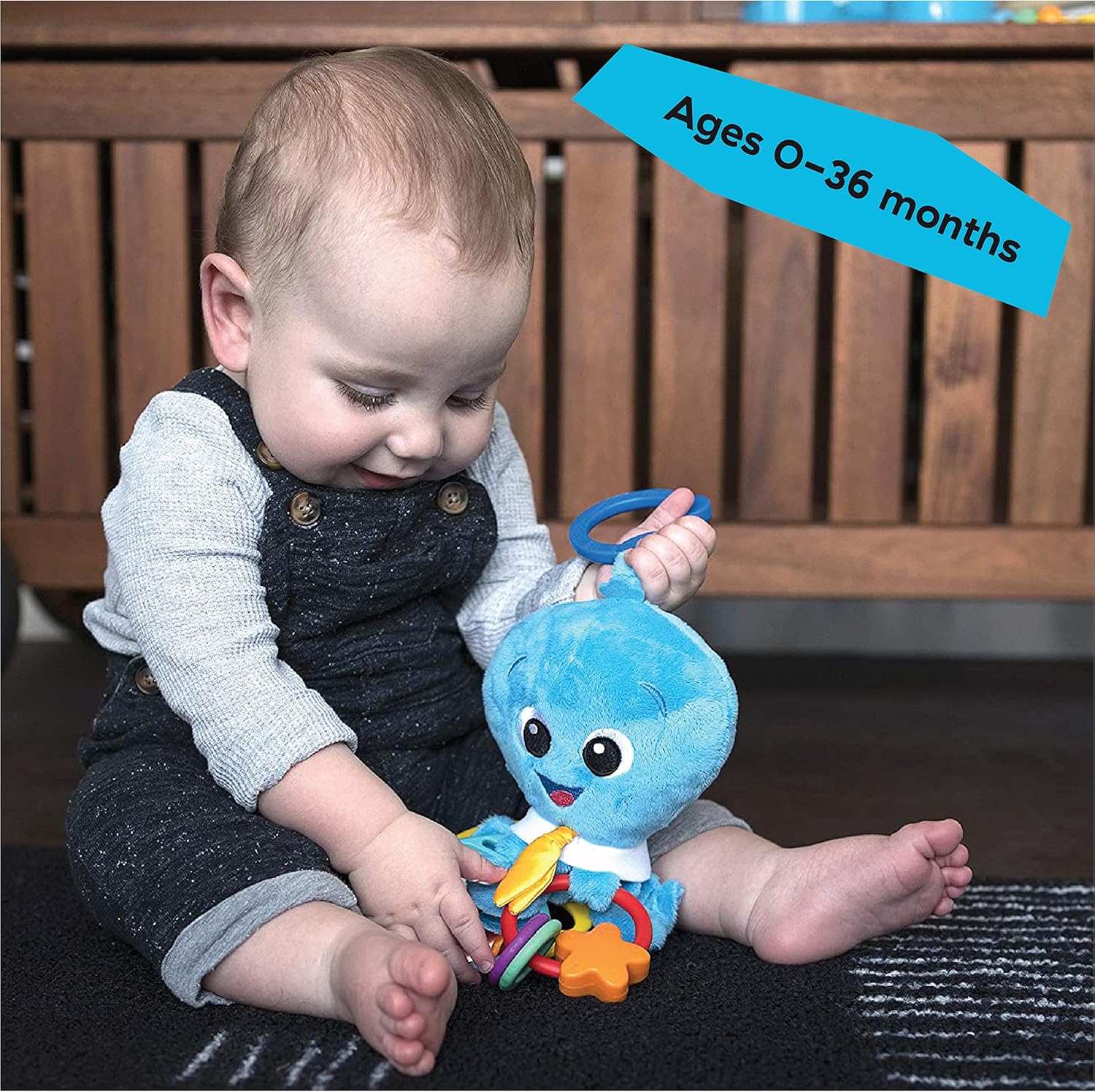 Baby Einstein Activity Arms Octopus BPA Free Stroller Toy Blue