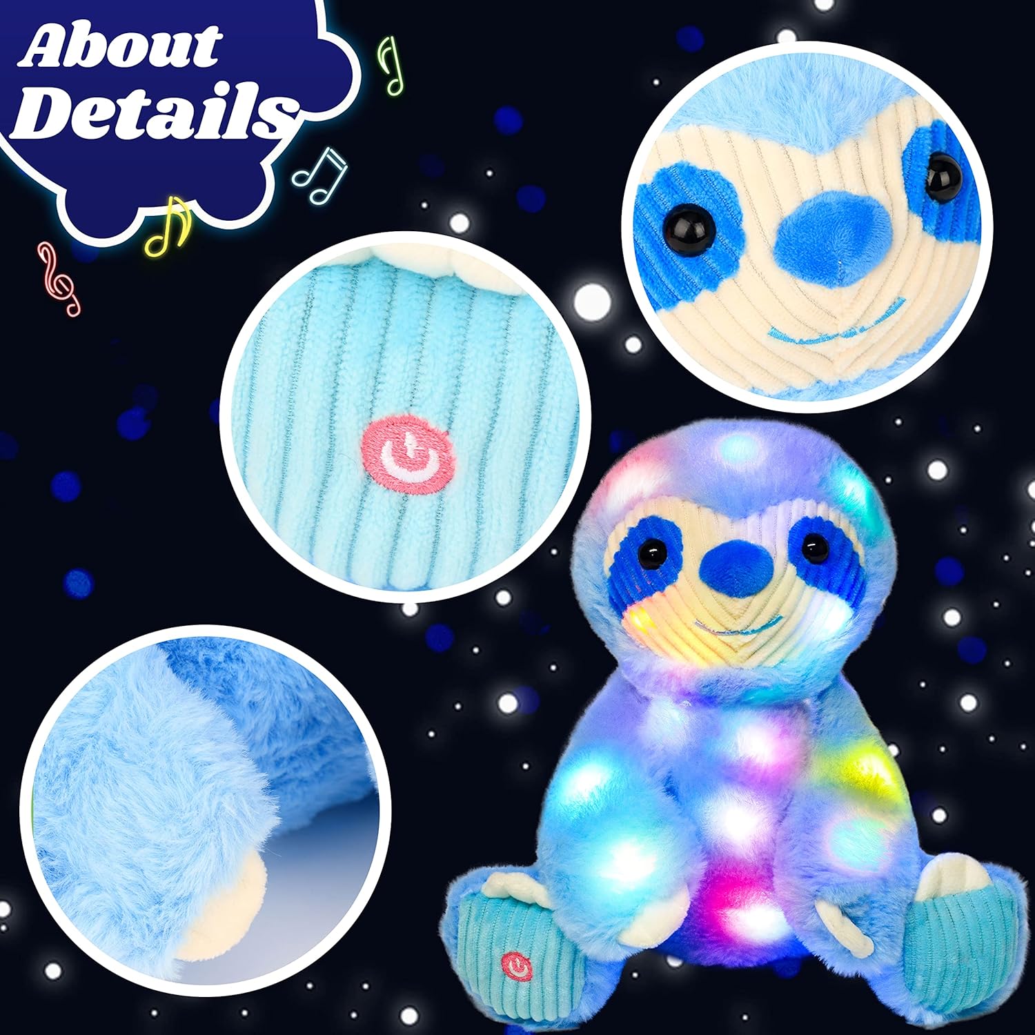 Cuteoy Blue Sloth Light-up Plush Toy 105 Inch 1