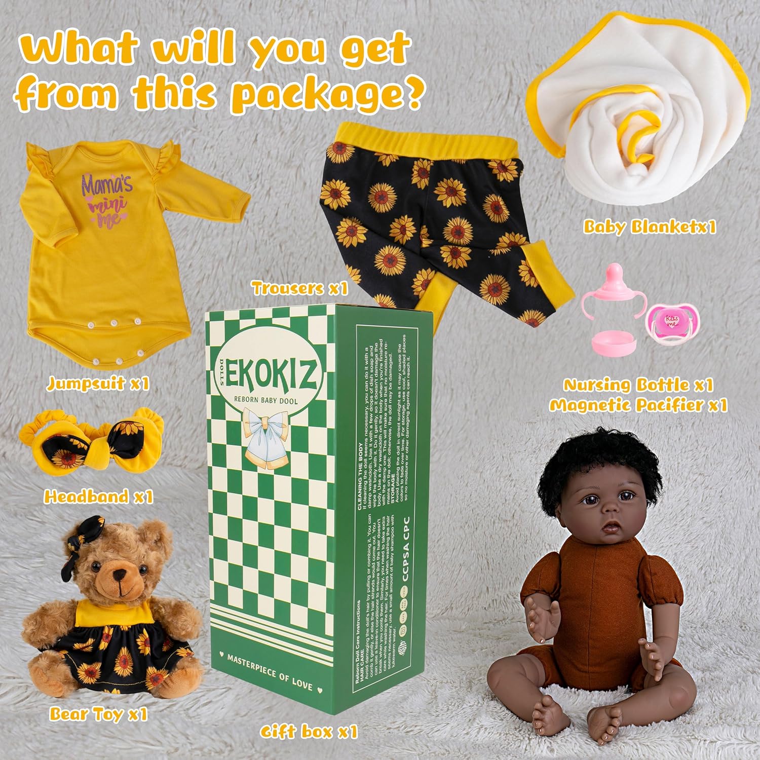 EKOKIZ Realistic 22-Inch Baby Doll with Accessories