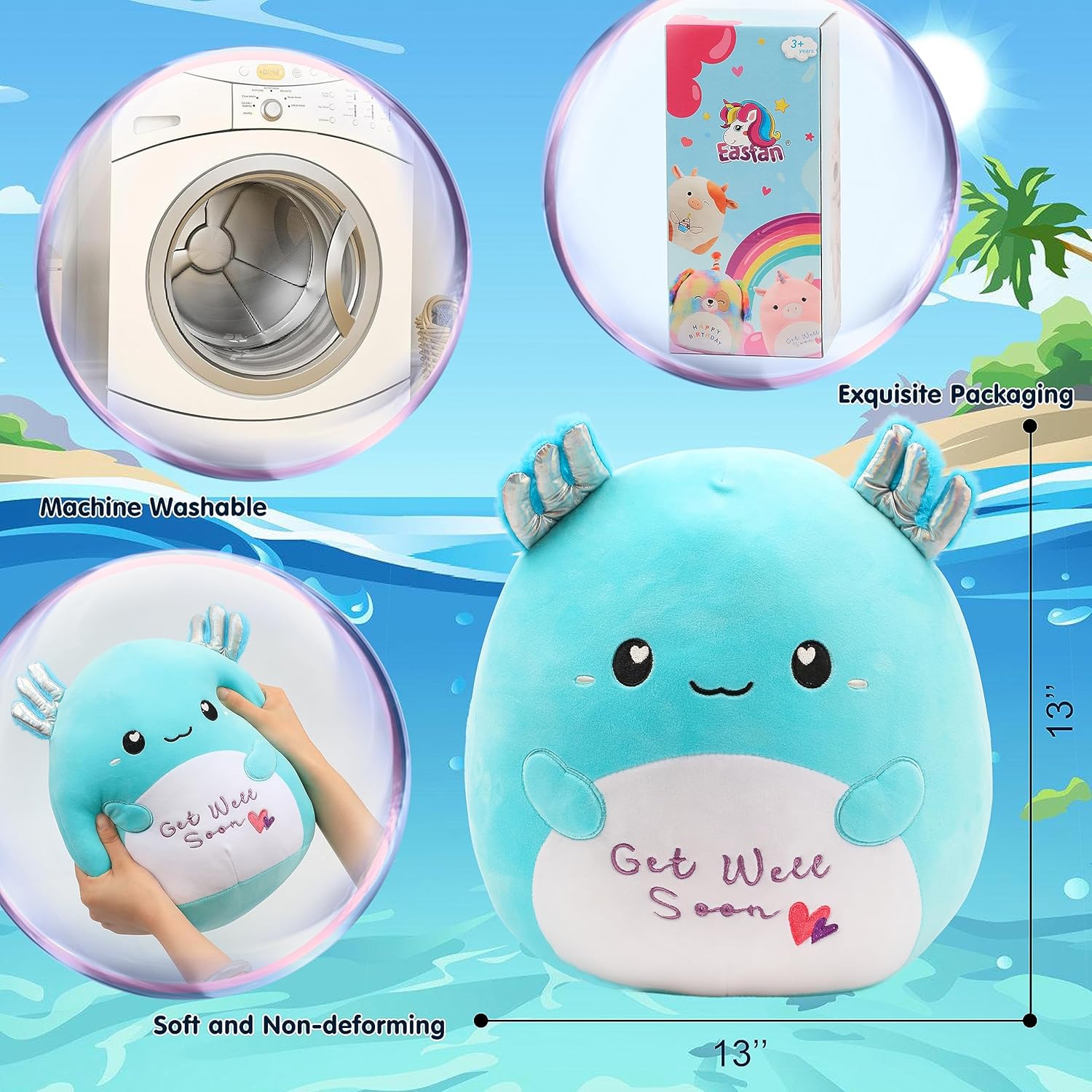 Easfan 13 Axolotl Plush Pillow Get Well Soon Gift