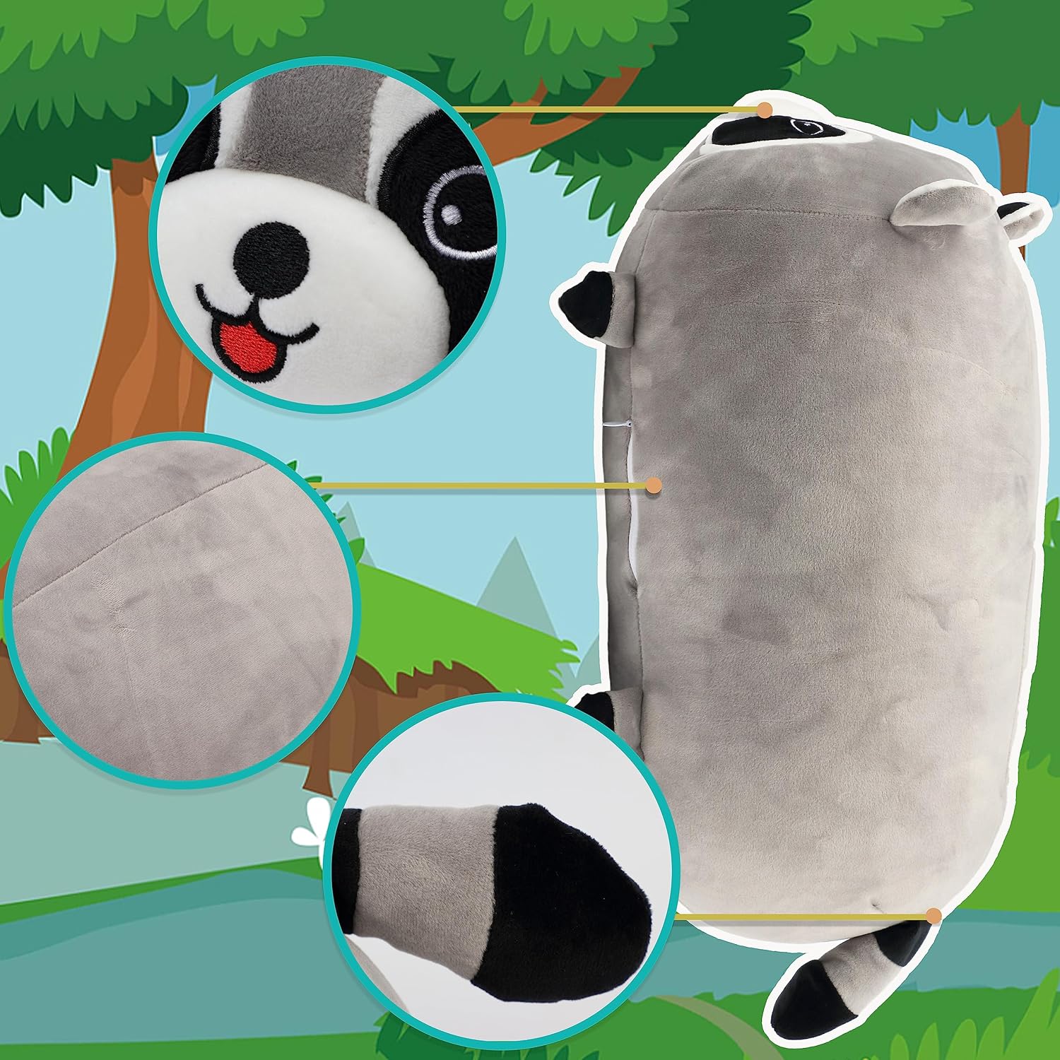 Cuteoy 177 Raccoon Plush Pillow for Kids and Adults