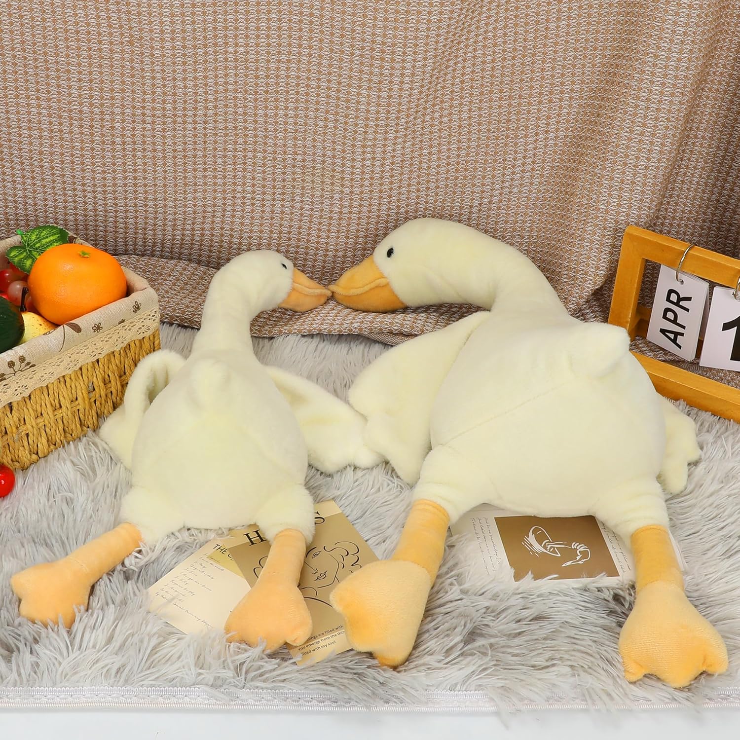 Soft White Goose Plush Toy Pillow for Kids