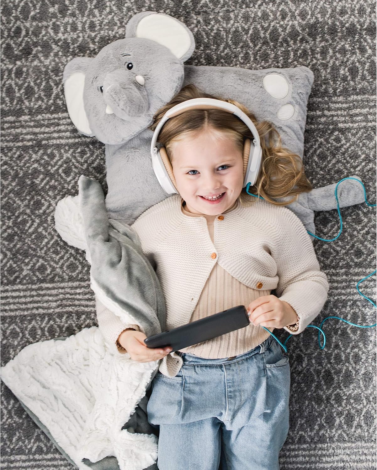 Animal Adventure Wild Style Elephant Cuddle Combo with Carry Handle and Zipper Pouch