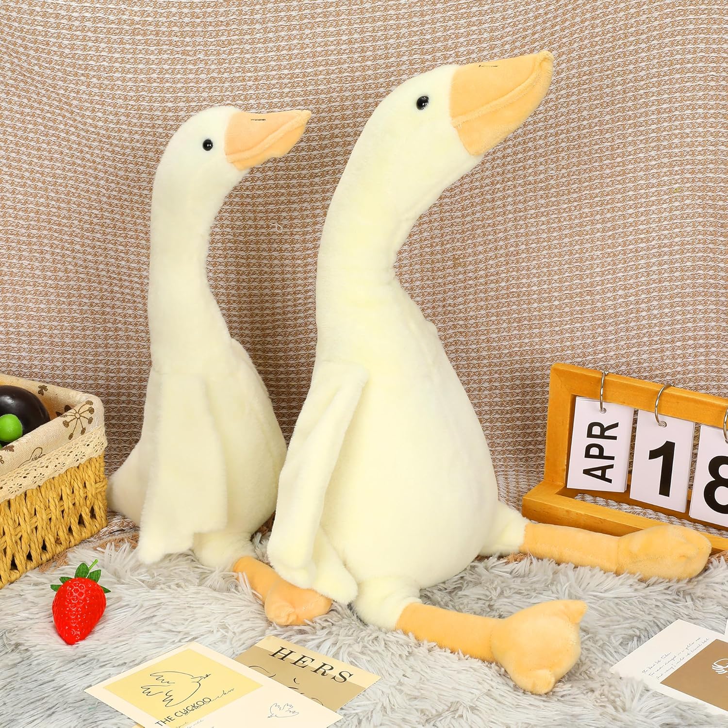 Soft White Goose Plush Toy Pillow for Kids