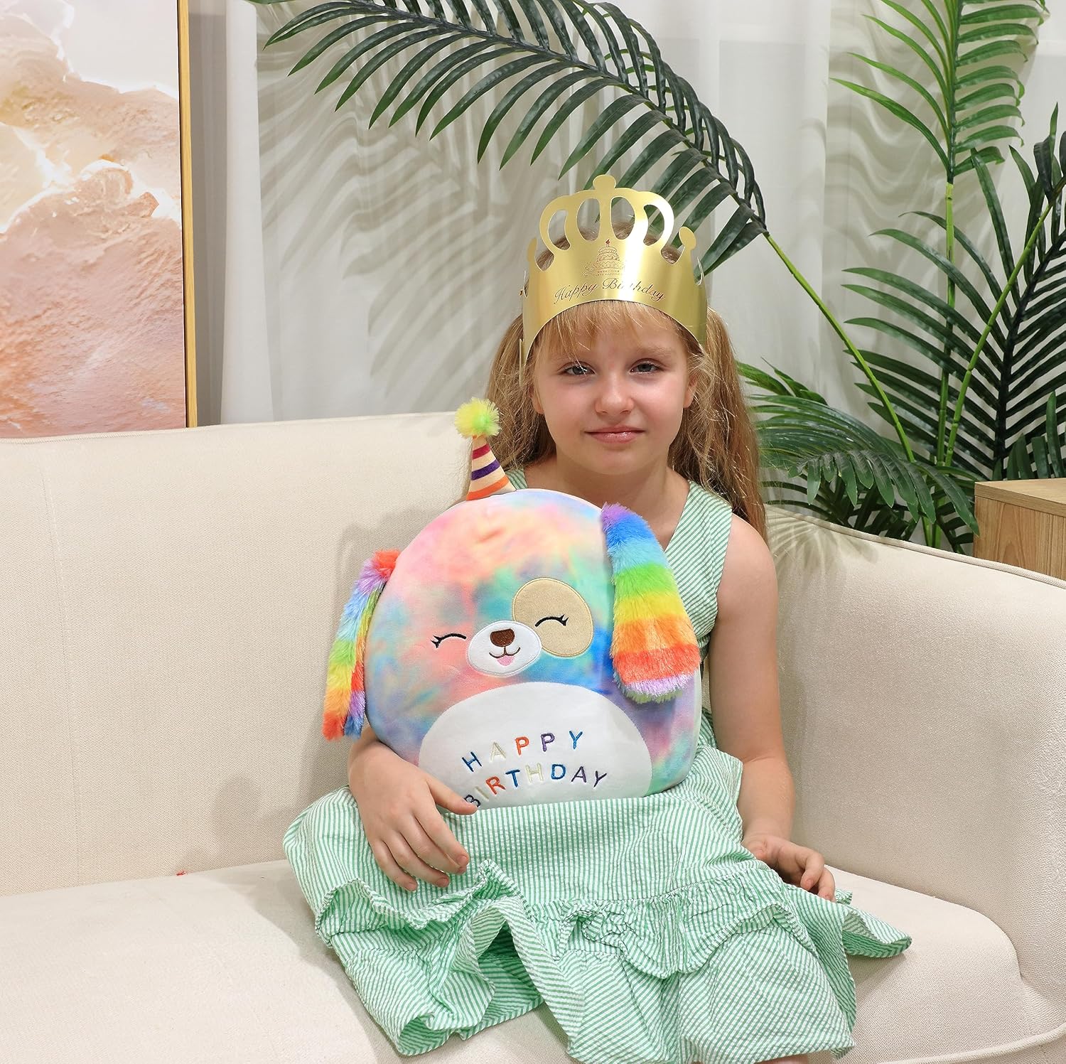 Easfan 12 Rainbow Birthday Dog Plush Pillow 1