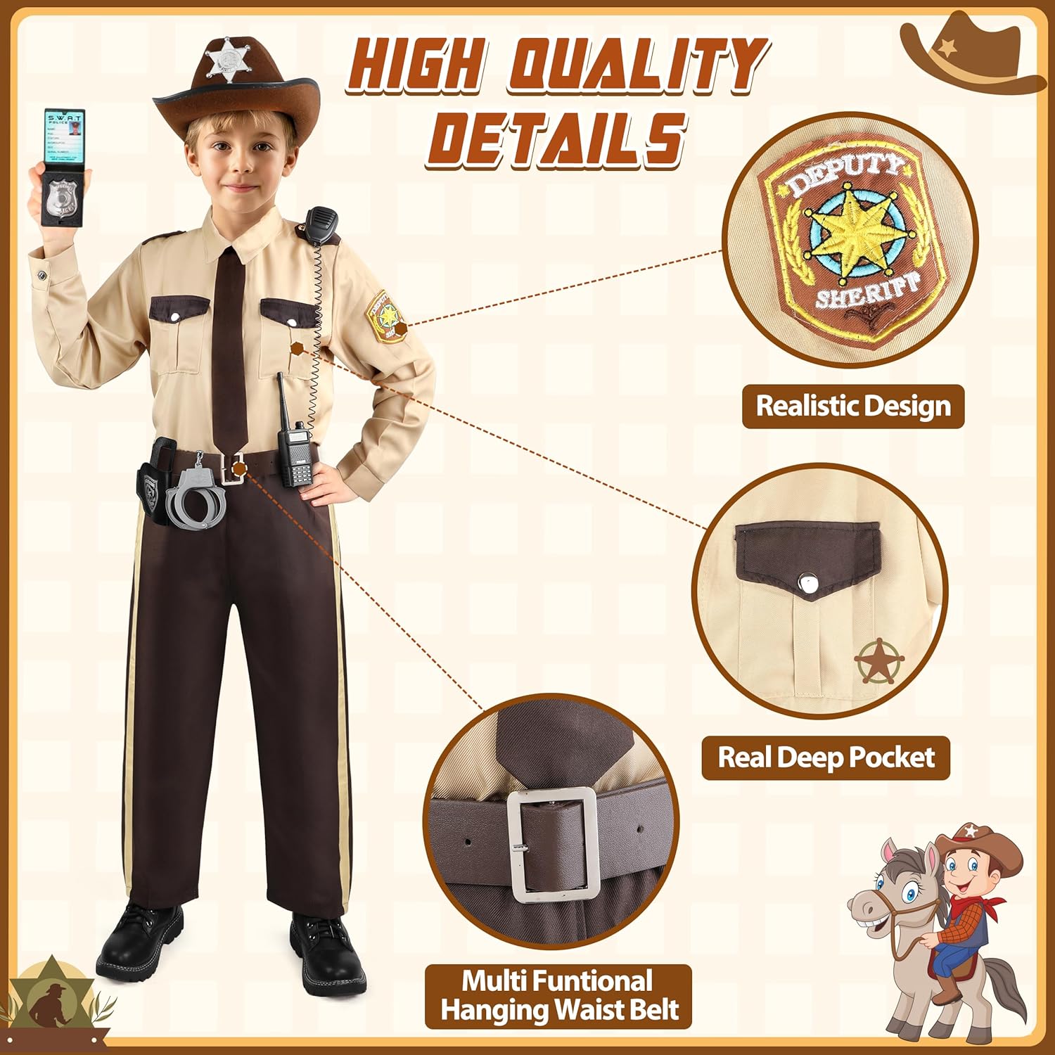 GIFTINBOX Kids Sheriff Costume with Accessories