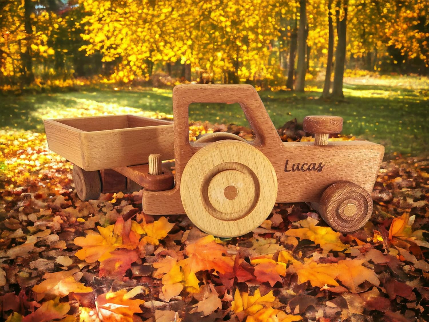 Personalized Wooden Tractor Toy For Boys - Farm Playset