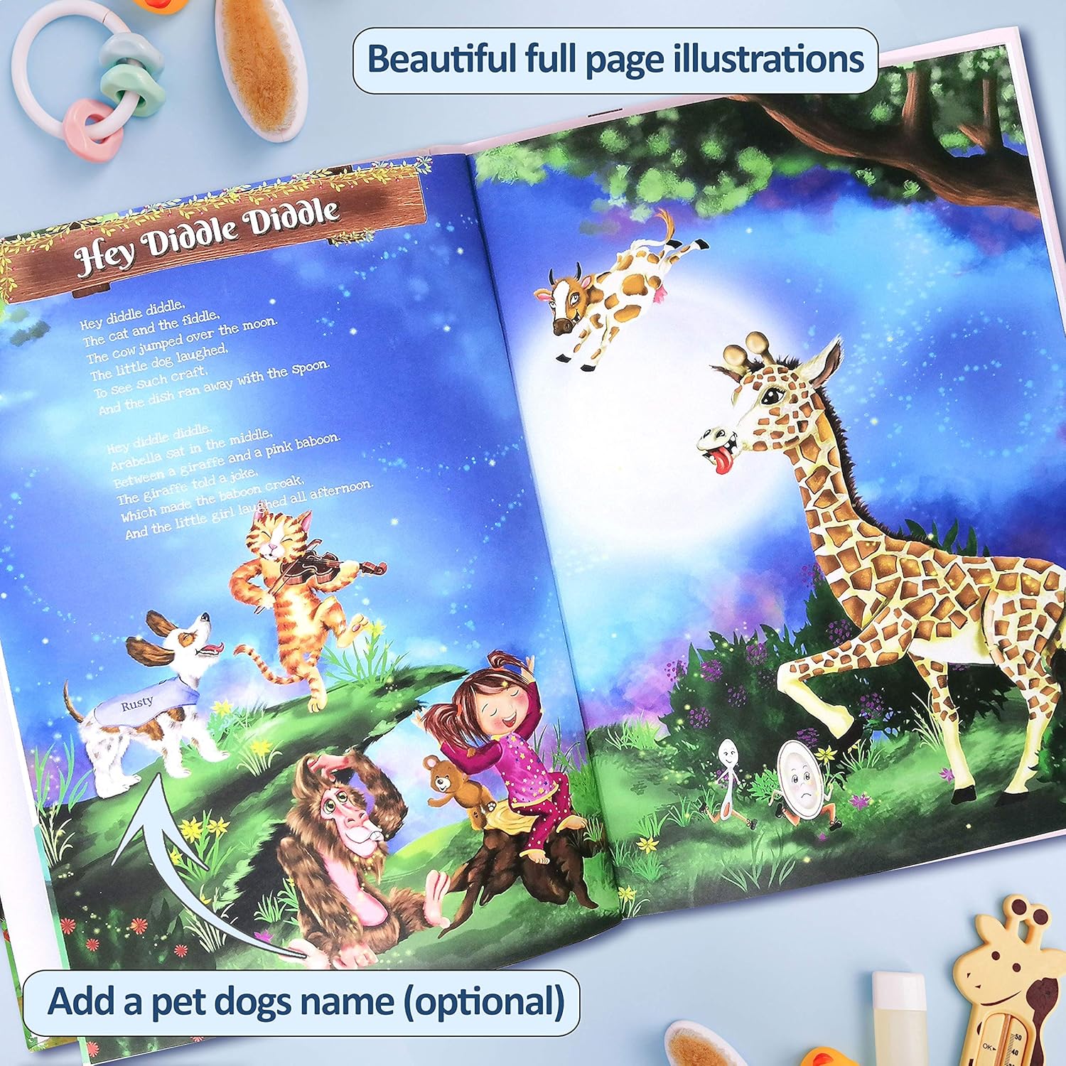 Personalized Nursery Rhymes Book for Babys 1st Birthday
