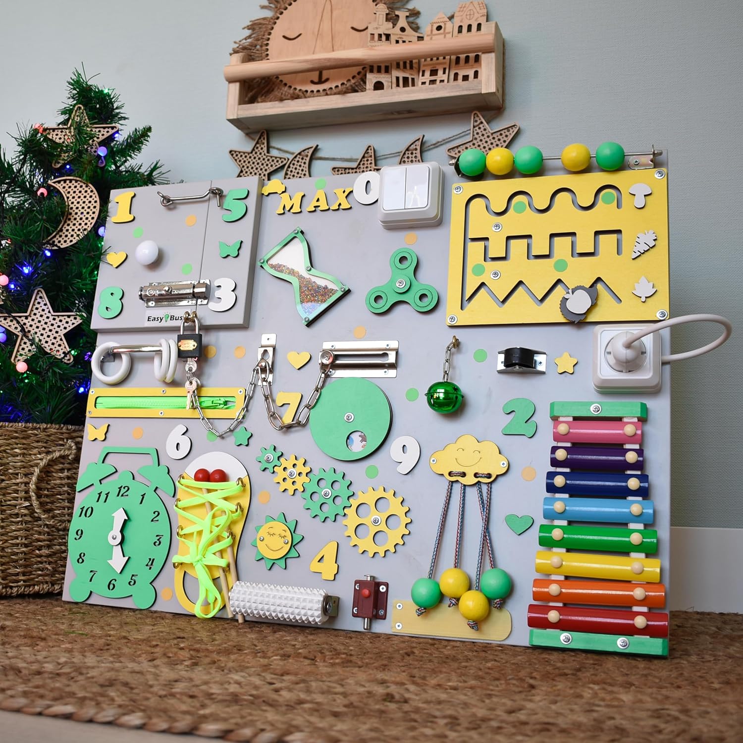 EasyBusy4kids Montessori Busy Board for 1-3 Year Olds
