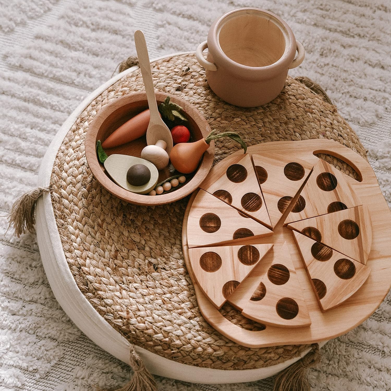 Enjoy The Wood Pizza Kitchen Toy Wooden Pretend Play Set