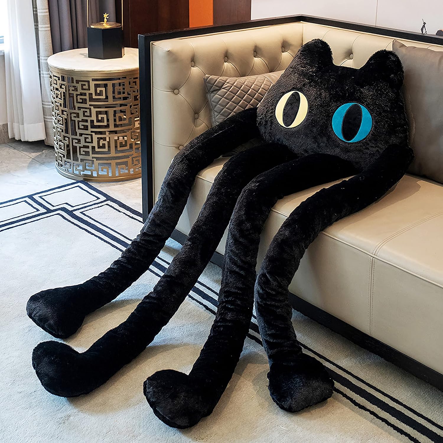 Long Cat Plush Pillow 39 Kawaii Black Cat Stuffed Animal Toy
